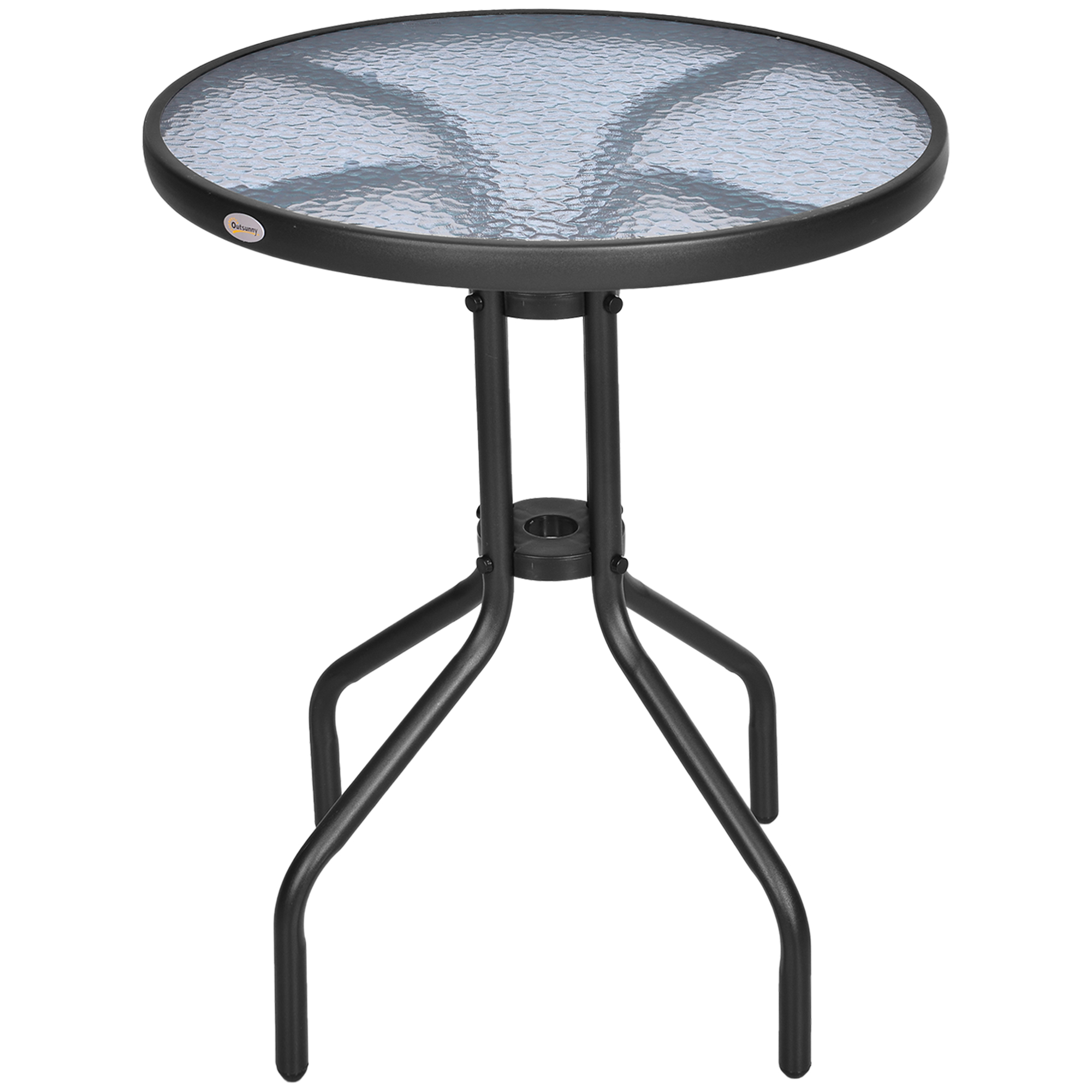 Table d'appoint ronde fer verre trempe noir Ø60x70cm - Vue 7