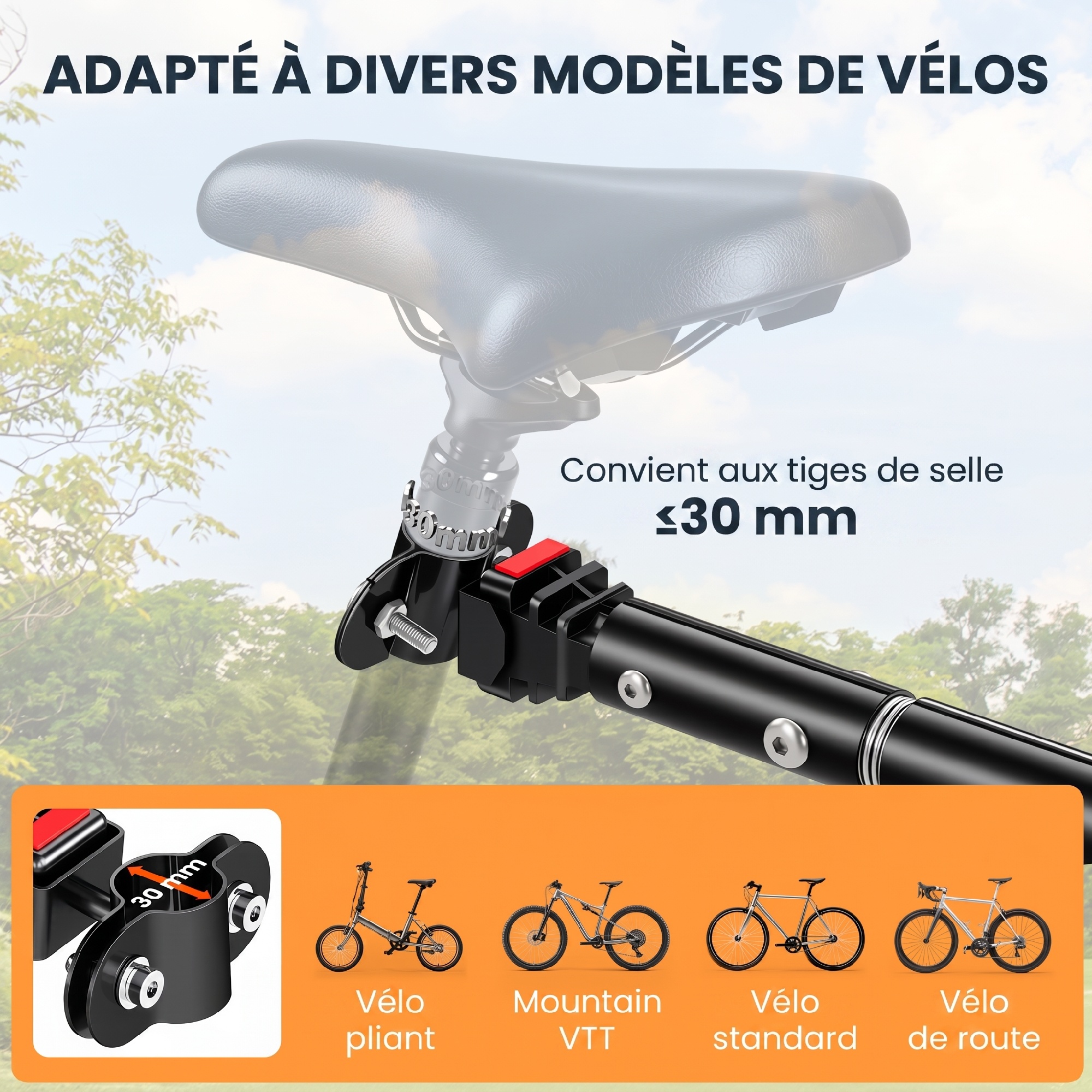 Remorque de vélo vue générale