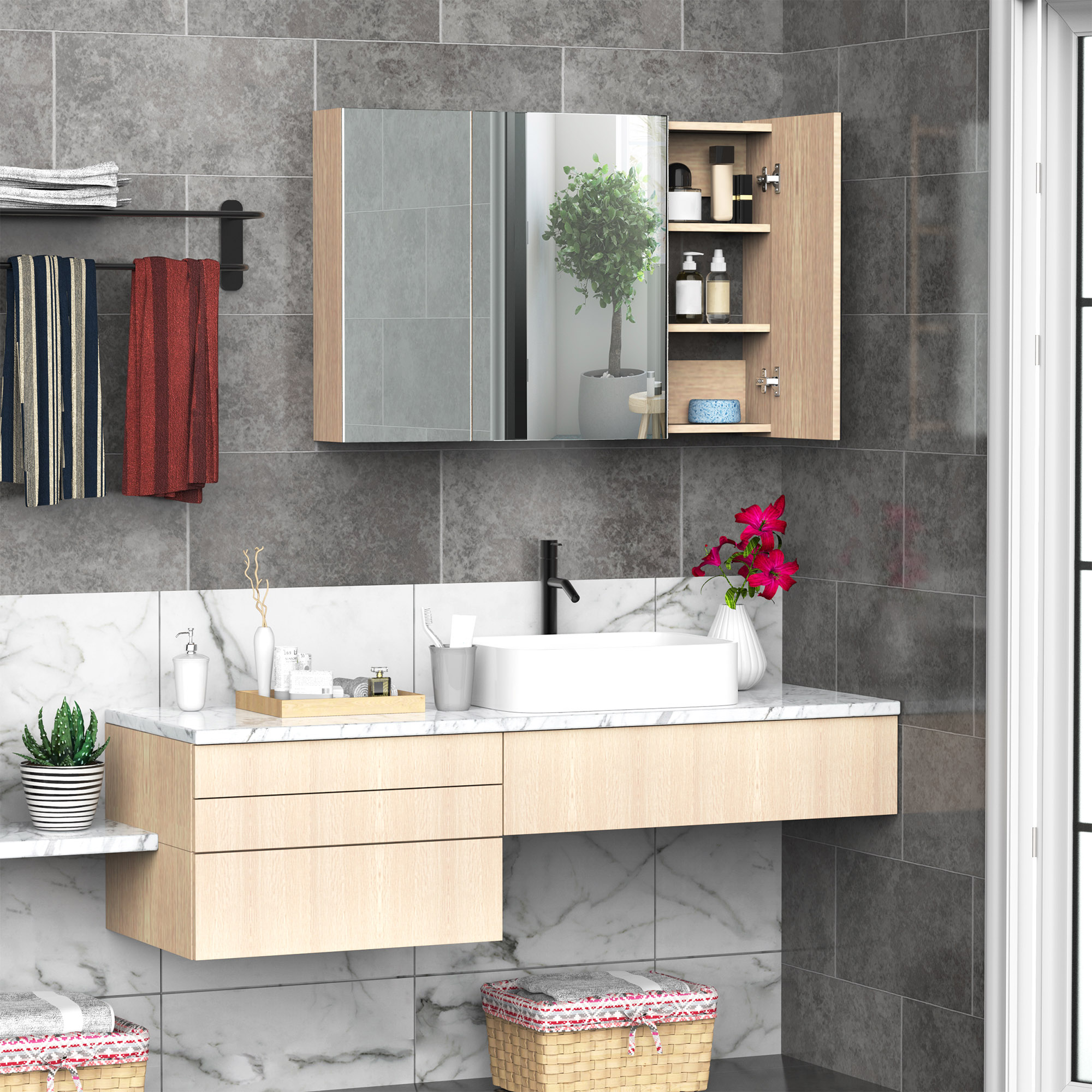 Meuble salle de bain design dans une salle d'eau