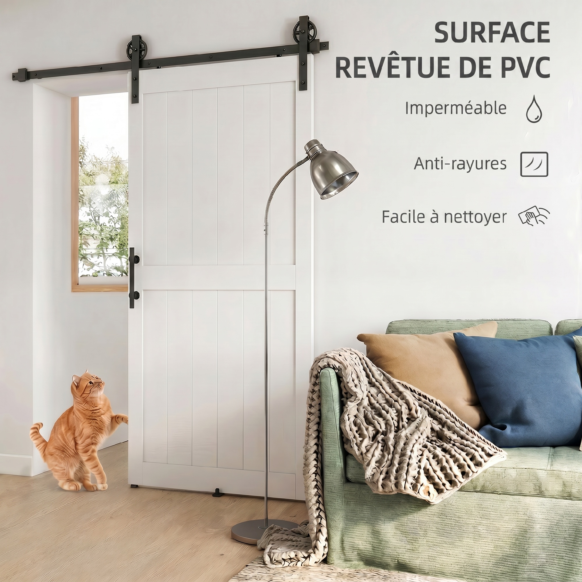 Porte coulissante style grange vue ambiance salon