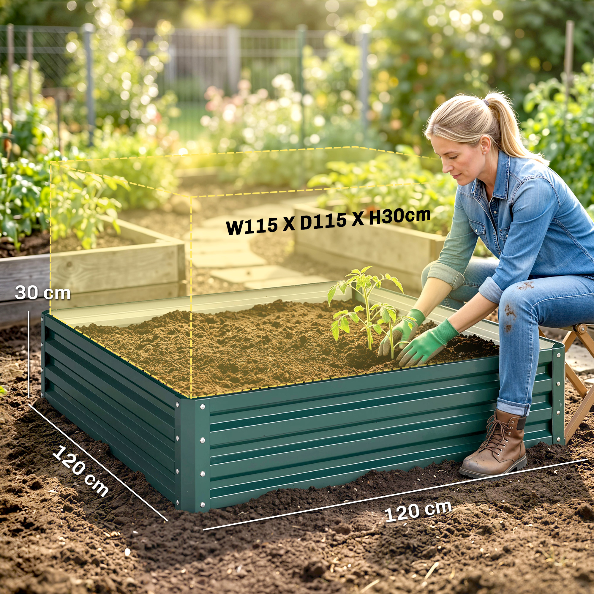 Installation simple jardinière acier sur terre
