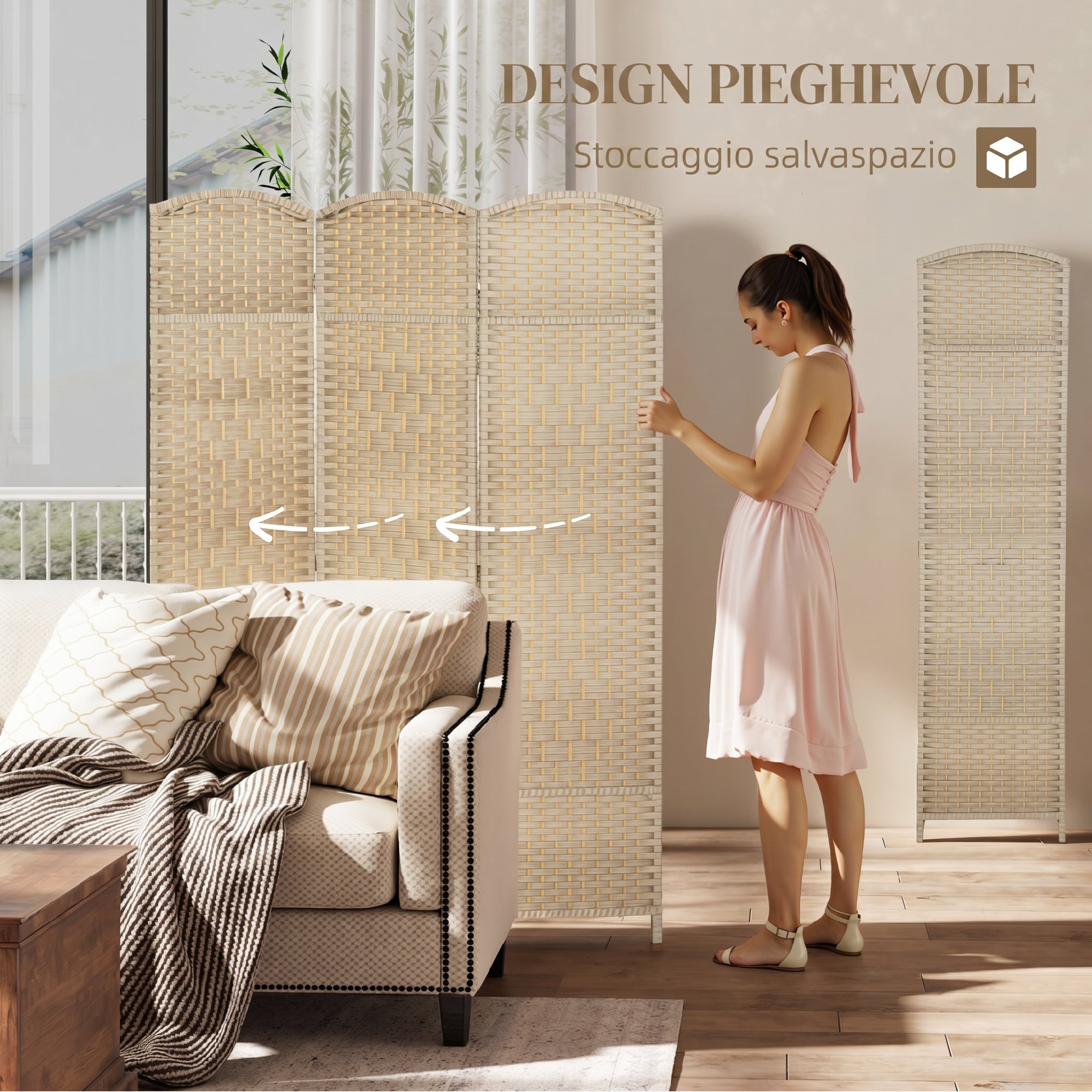 Paravento pliable 3 panneaux décoratif