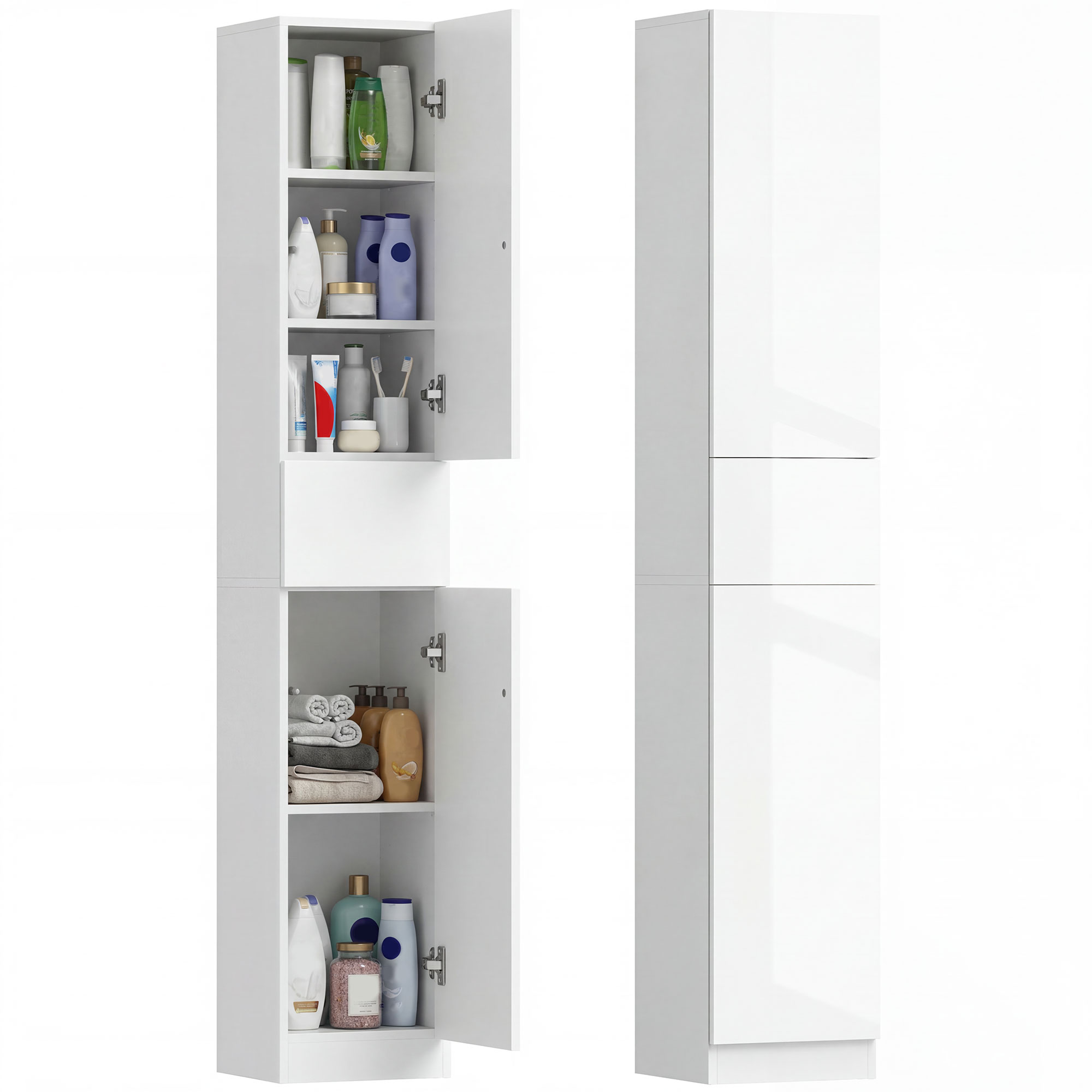 Meuble de salle de bain étroit vue d'ensemble