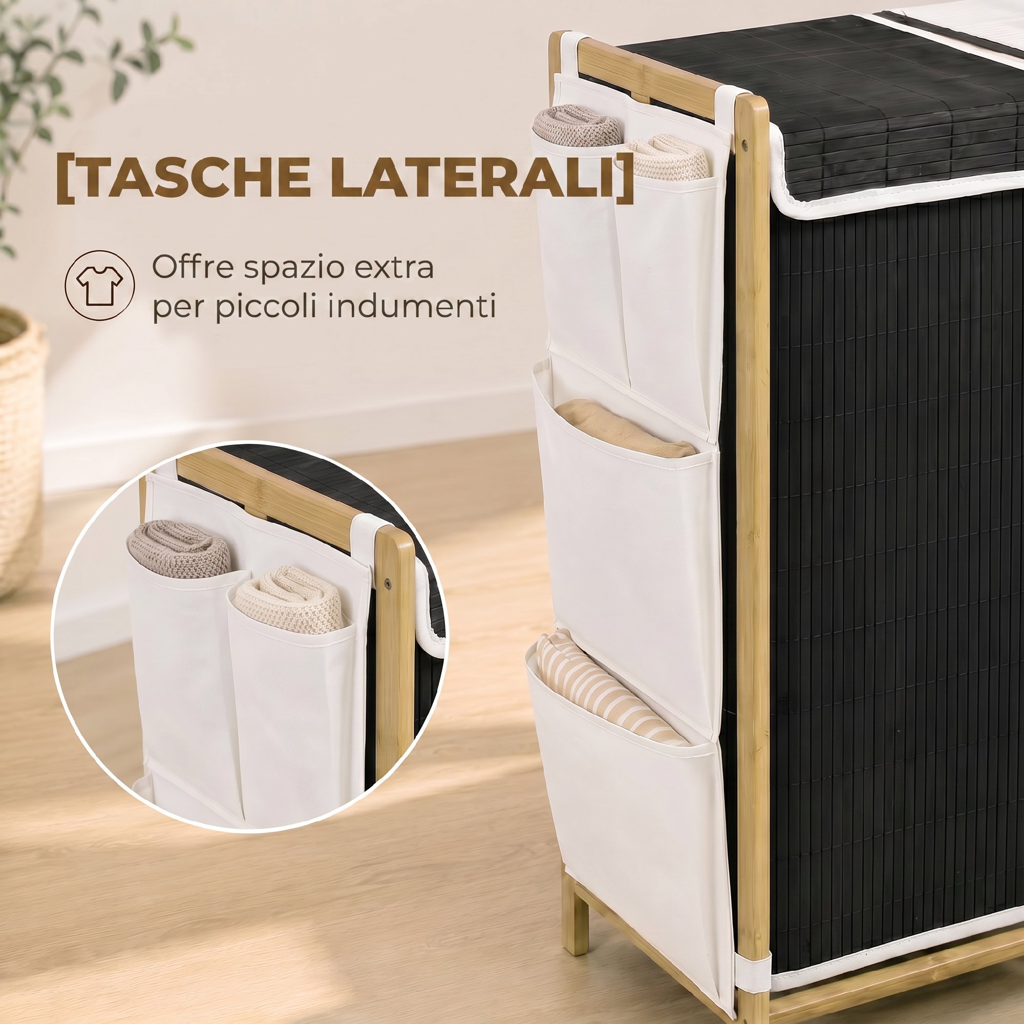 4 poches latérales pour petits linges