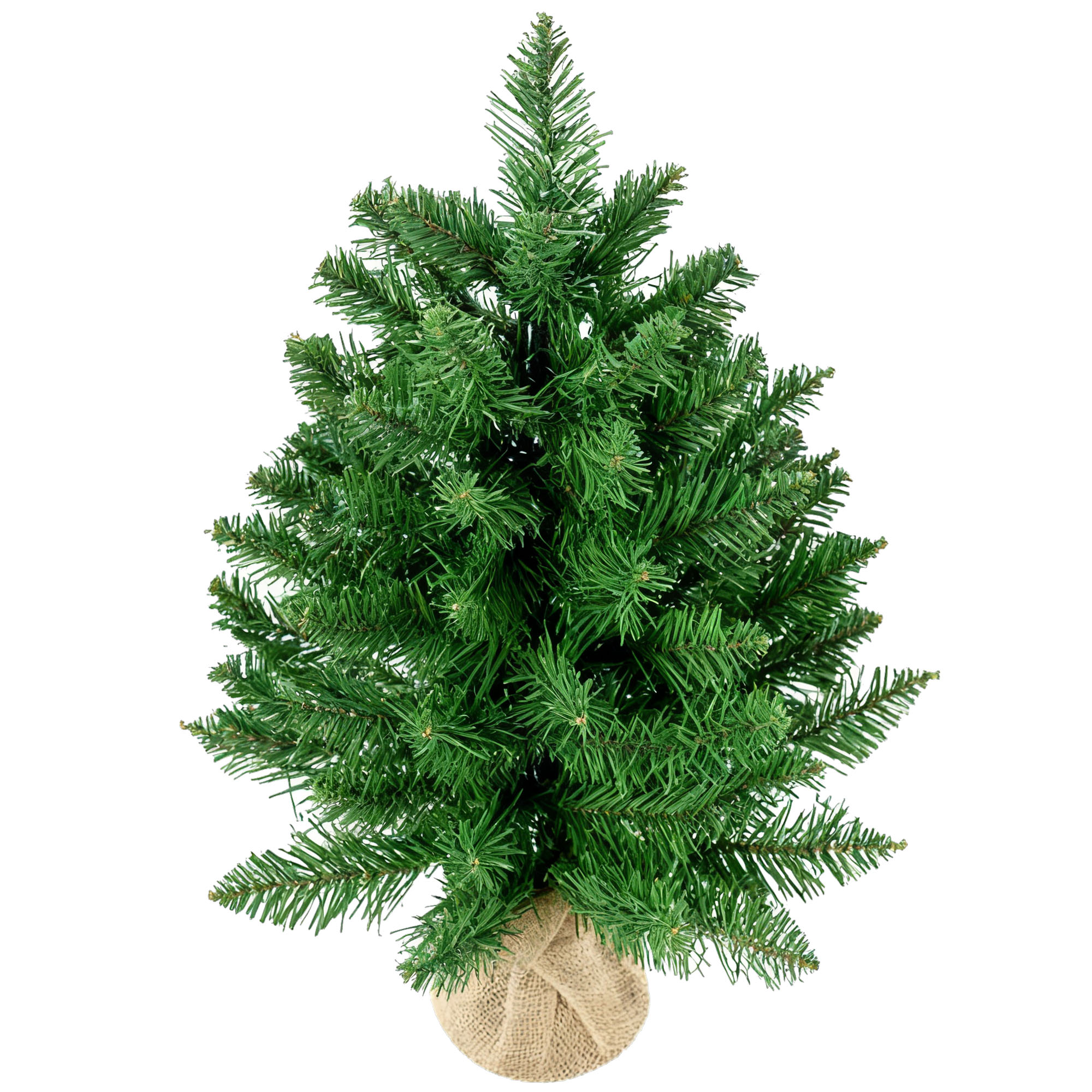 Mini Sapin de Noël 55 cm, 50 Branches Denses, Aiguilles Réalistes en PVC, Base en Béton et Jute
