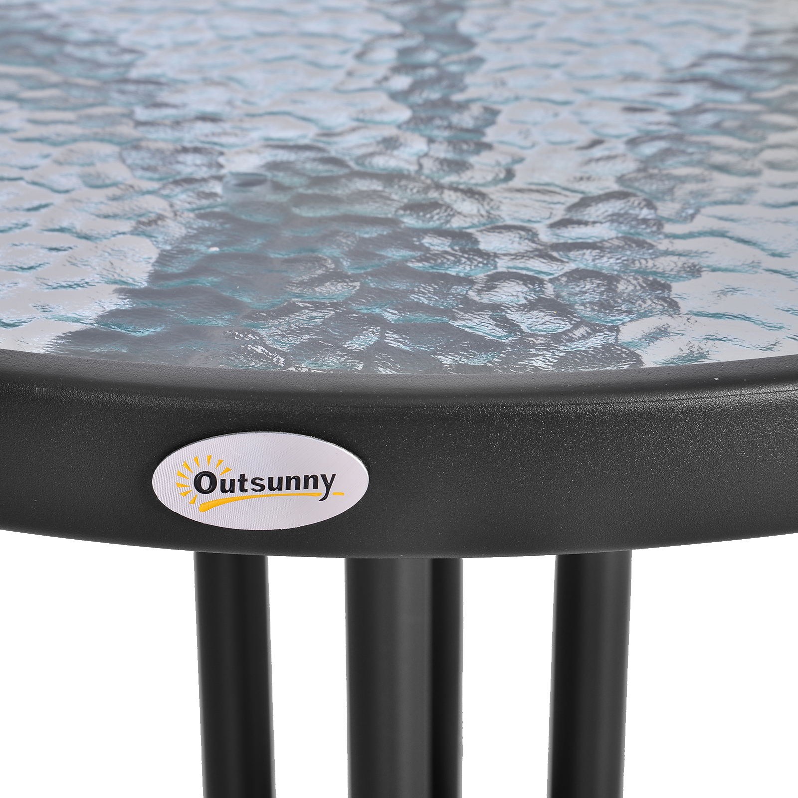 Table d'appoint ronde fer verre trempe noir Ø60x70cm - Vue 5