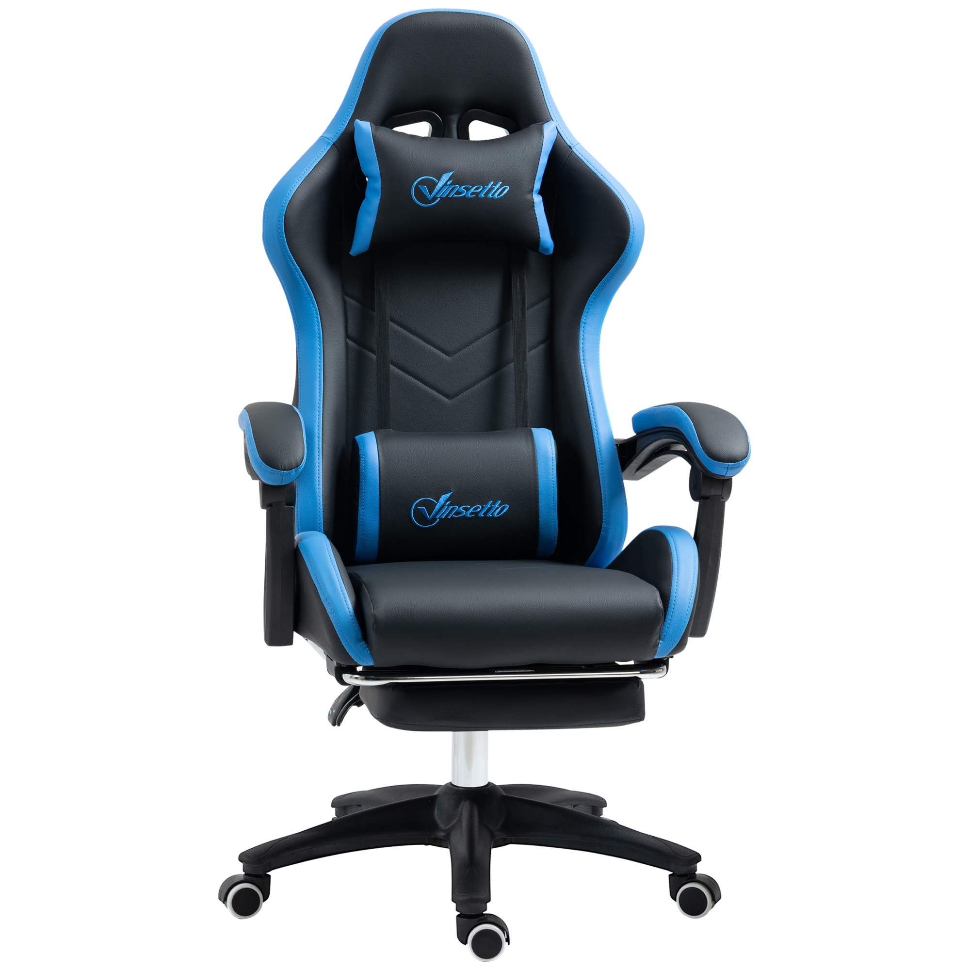 Chaise gaming bleue et noire
