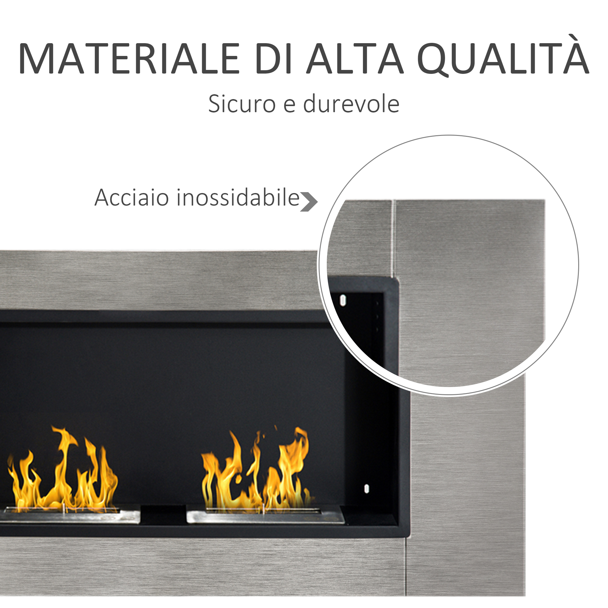 Cheminée bioéthanol murale acier inox