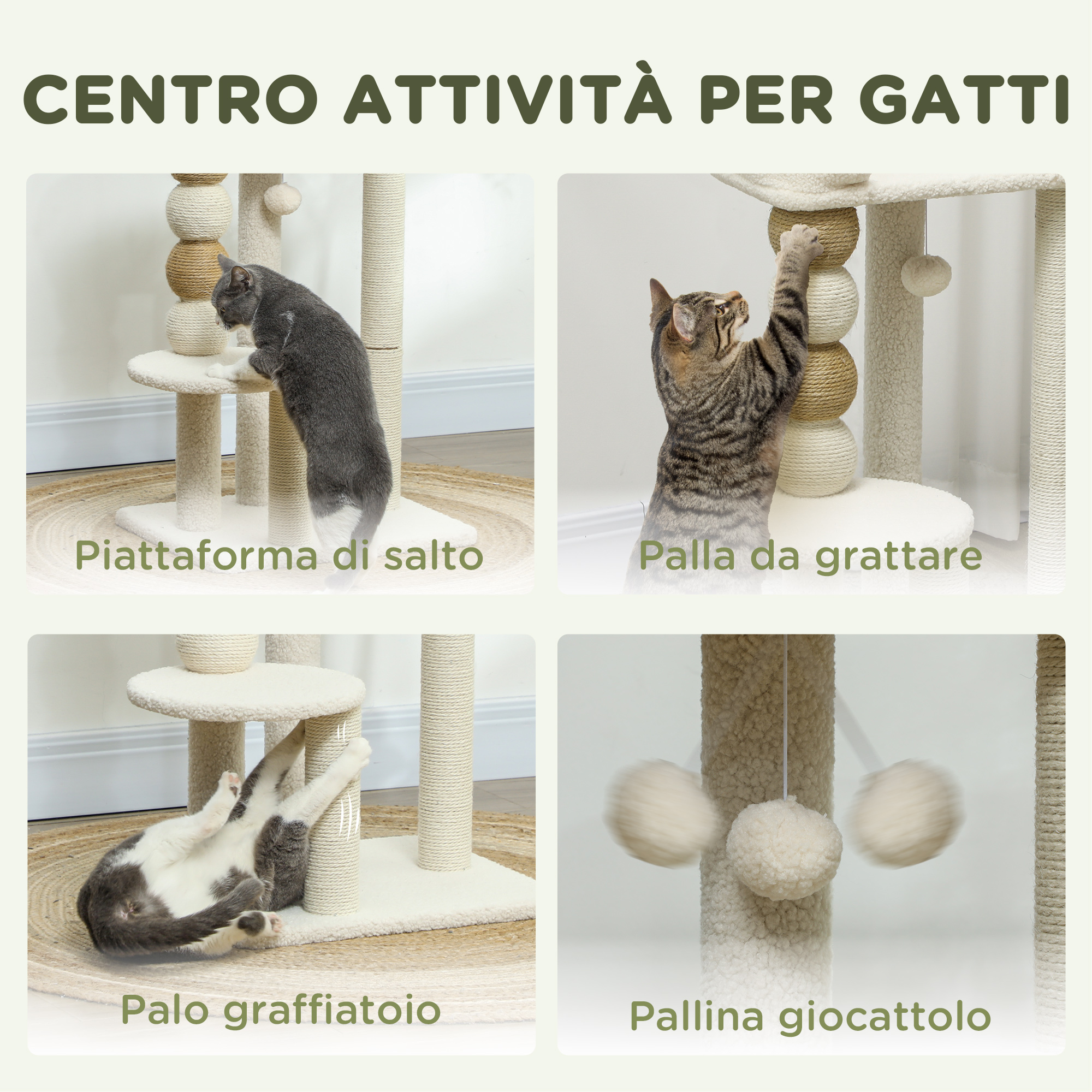 Chat sur l'arbre à chat dans le salon