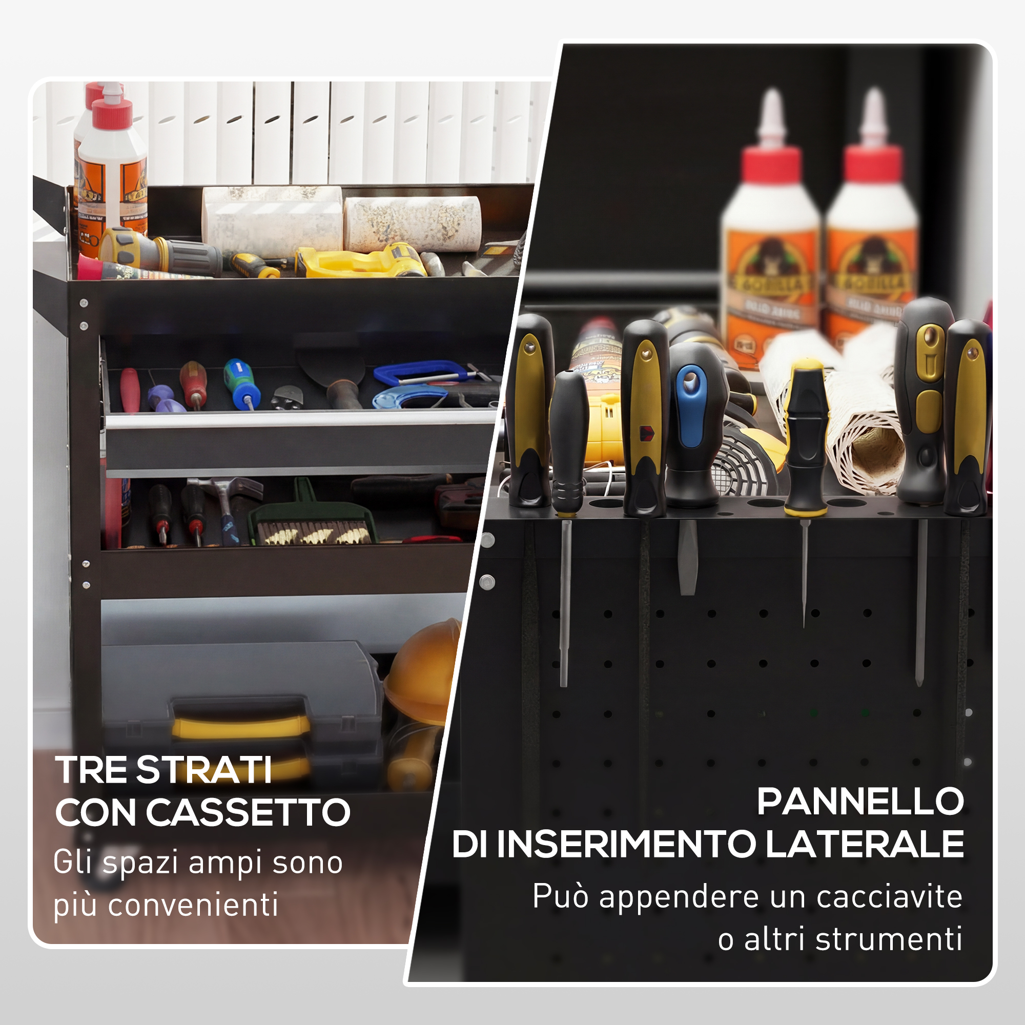 Panneau perforé latéral rangement outils
