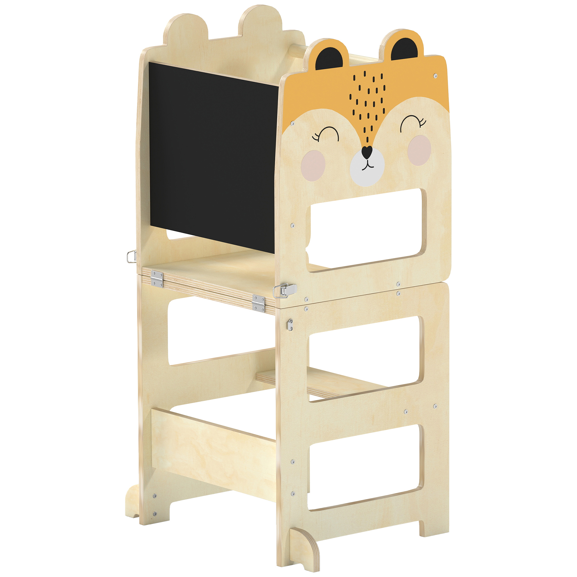 Tour Montessorienne Enfant 2-5 Ans avec Tableau Blanc et Table, en Contreplaqué,