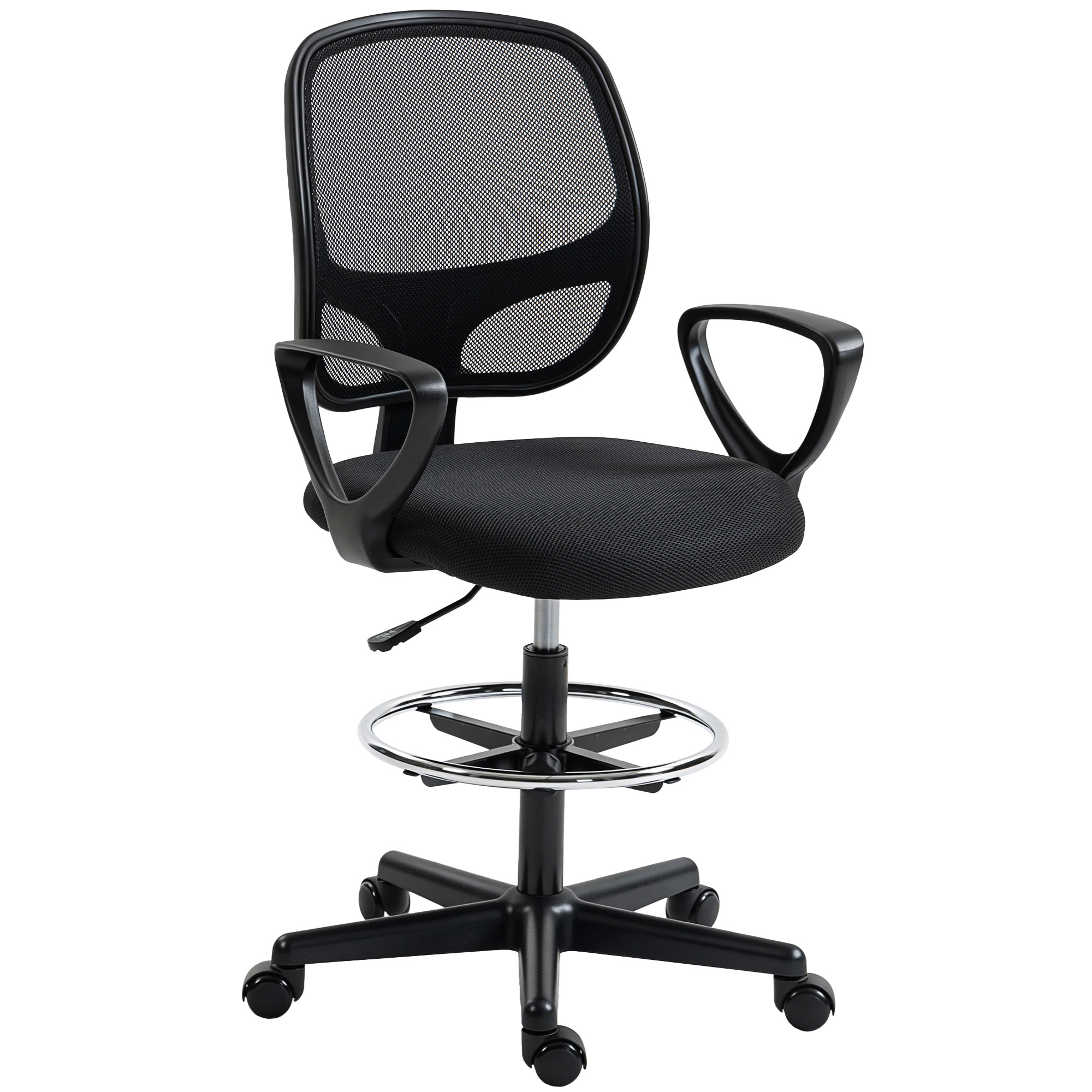 Chaise de bureau noire avec repose-pieds annulaire