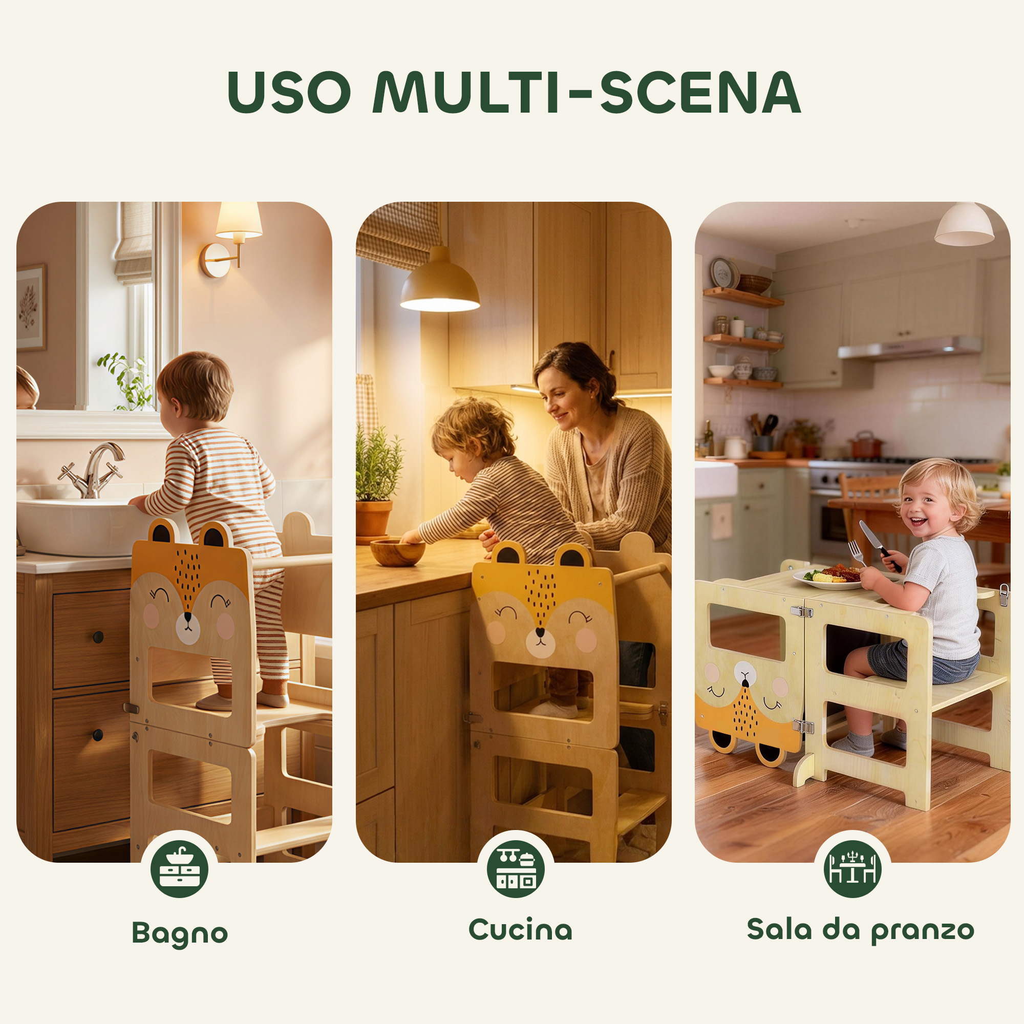 Tour Montessorienne Enfant 2-5 Ans avec Tableau Blanc et Table, en Contreplaqué,