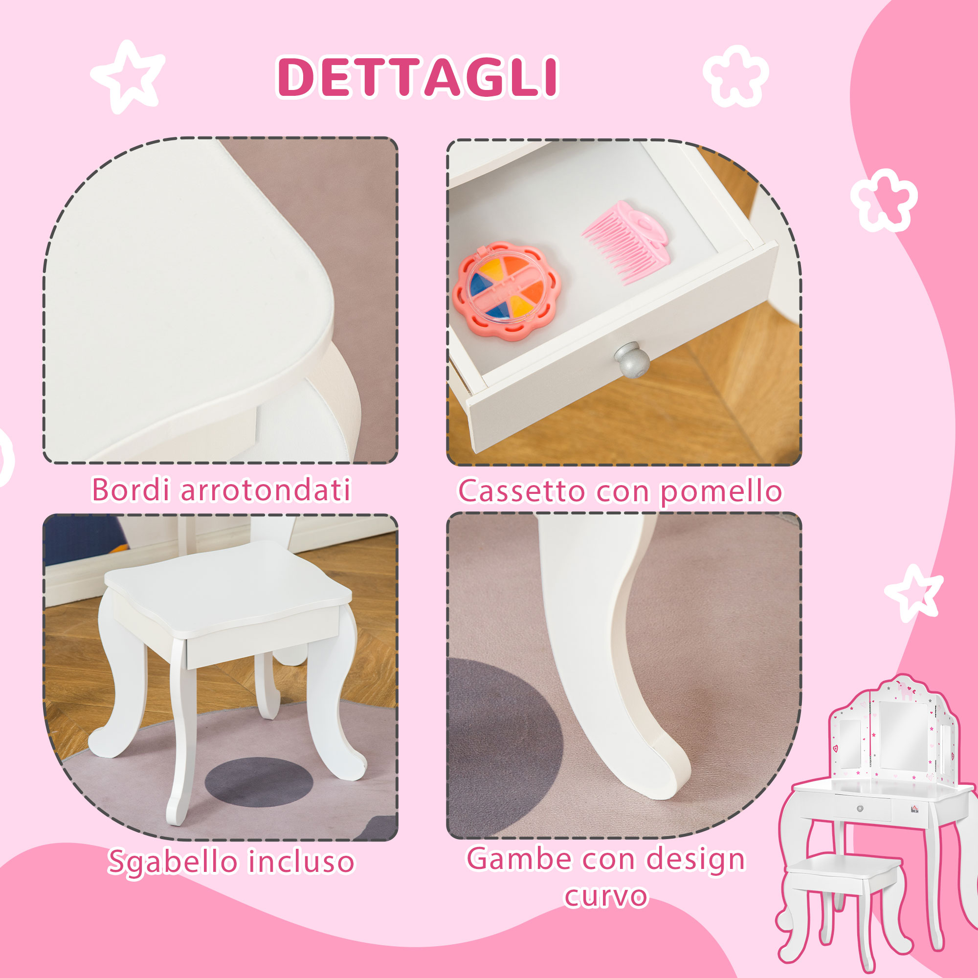 Coiffeuse Miroir Triptyque Multiple Angles