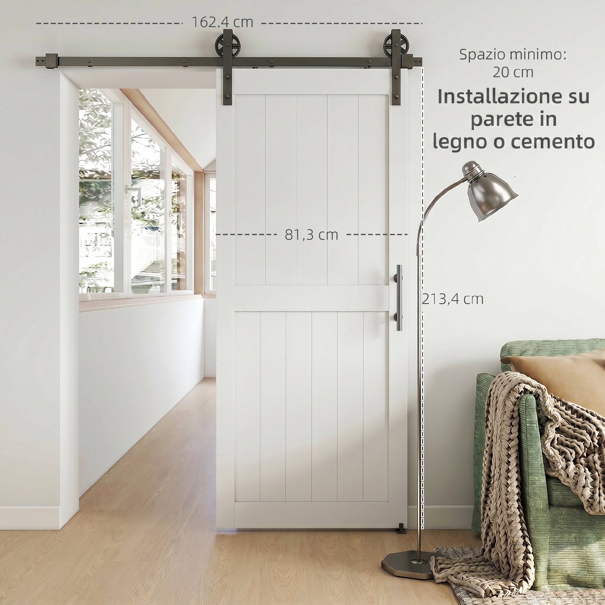 Dimensions porte et rail 162,4 cm