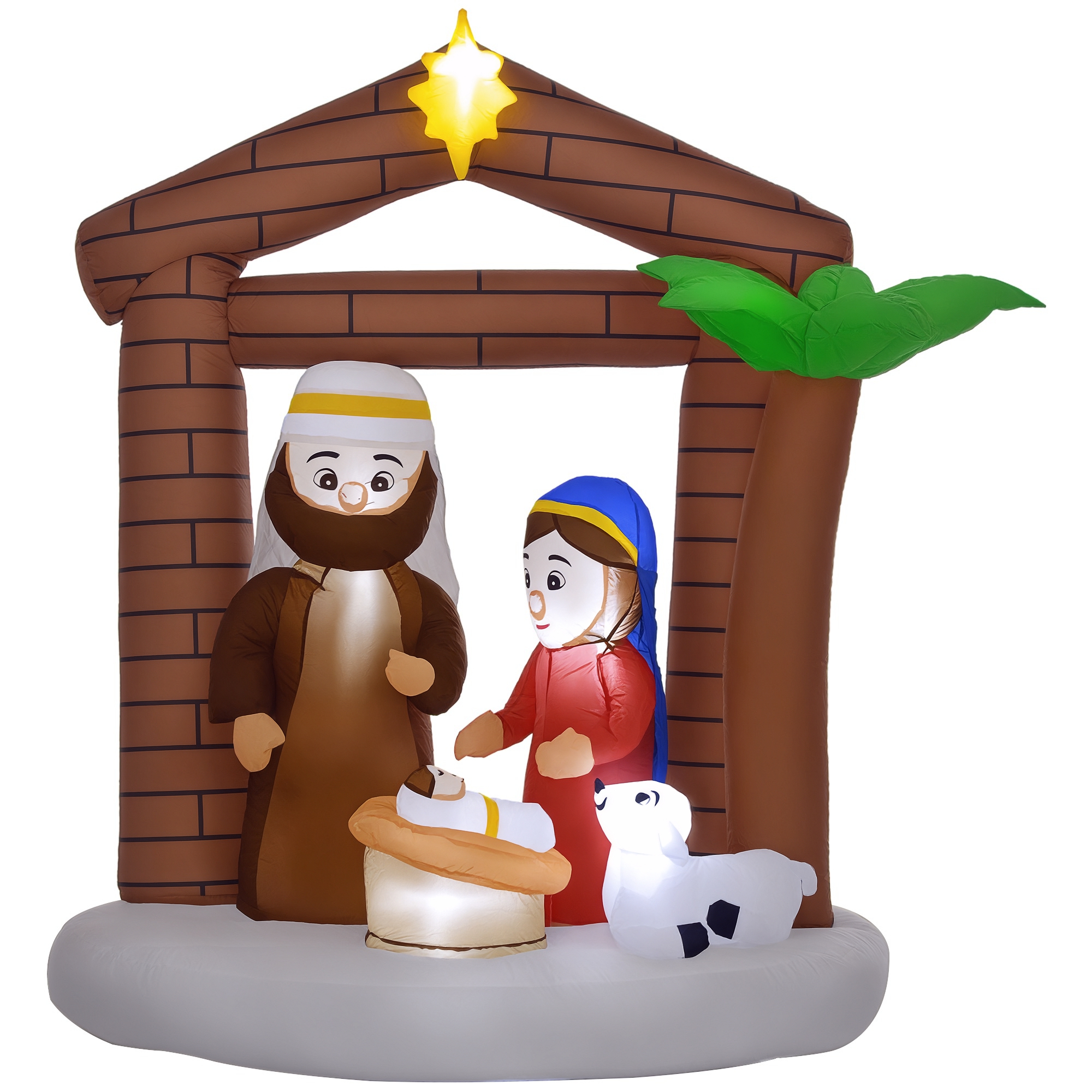 Décoration de Noël gonflable avec LED et souffleur, crèche, extérieur, 150x90x185 cm, multicolore