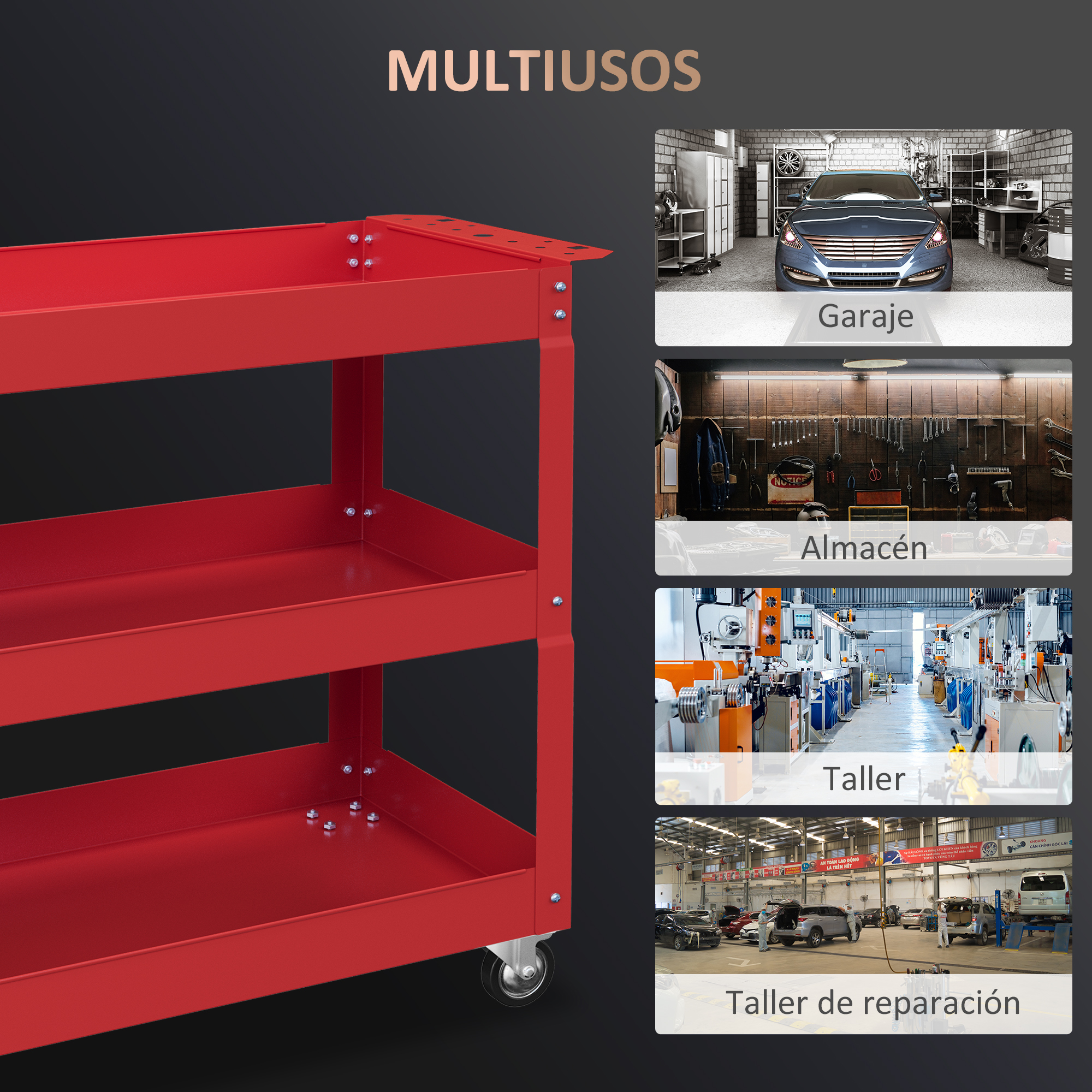 3 étagères de rangement pour outils