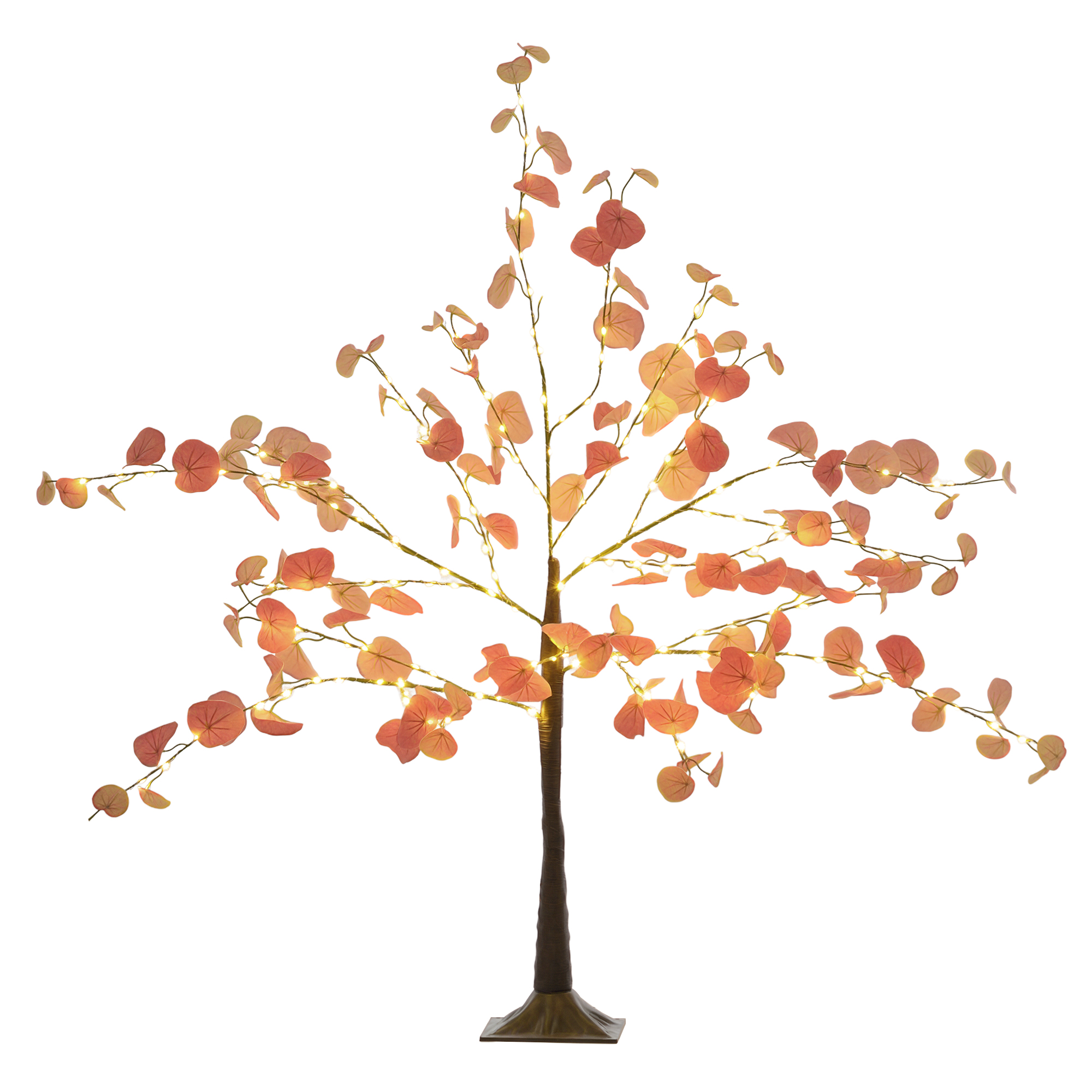 Arbre lumineux 120 cm, 175 LED et base, décoration de Noël intérieur et extérieur, orange
