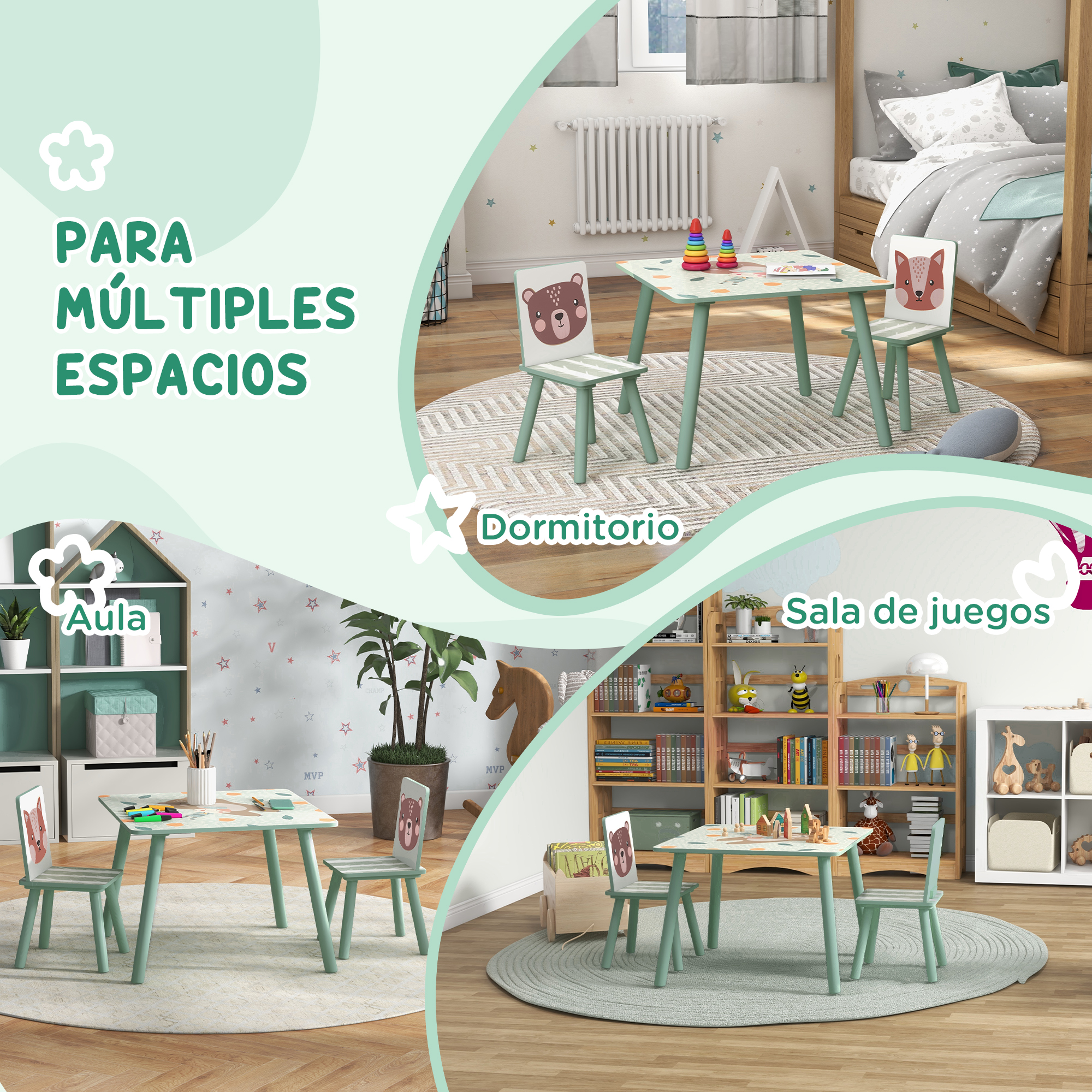 Table et Chaises MDF et Pieds Pin
