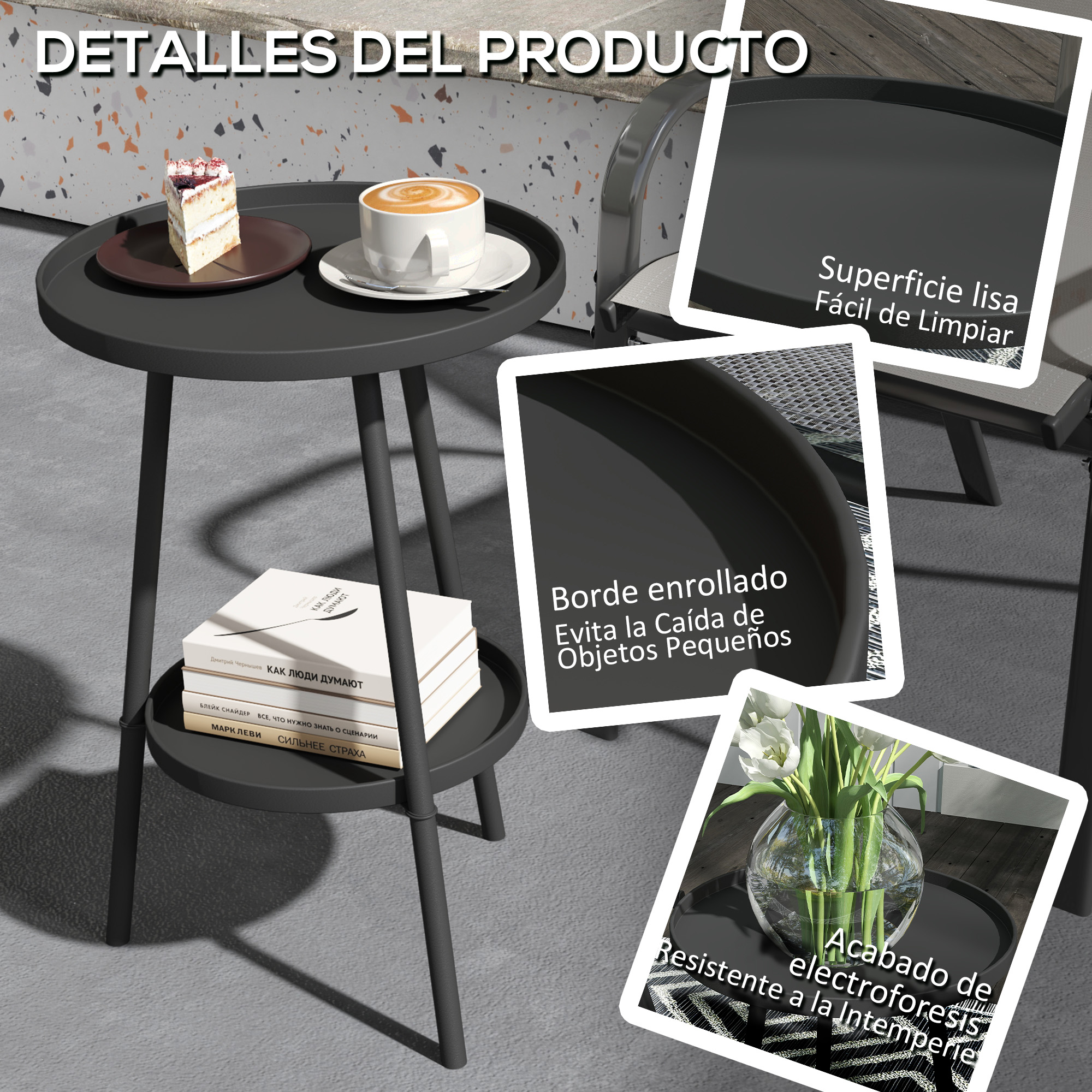 Table basse ronde 2 niveaux metal - Vue 2
