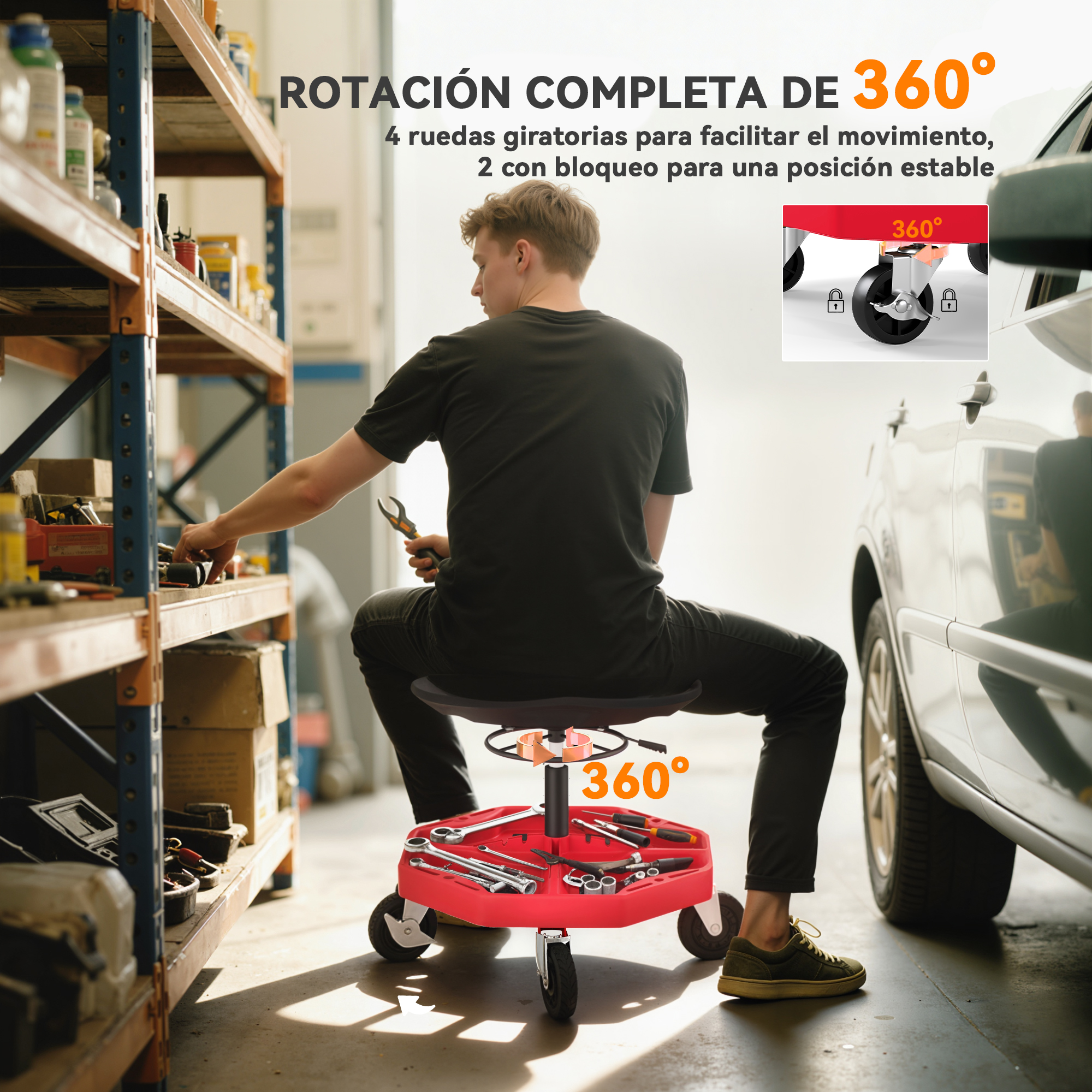 Système de roues pivotantes 360°, deux freins intégrés