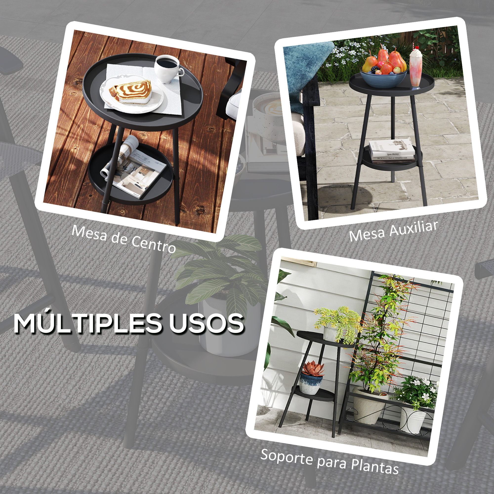 Table basse ronde 2 niveaux metal - Vue 3