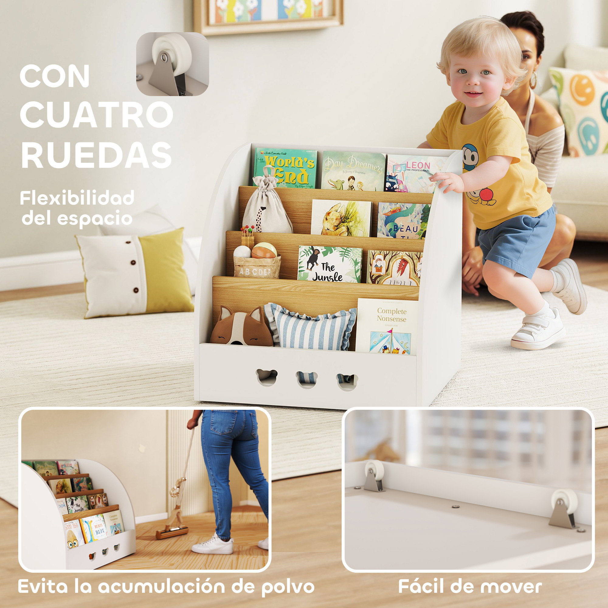 Jouets et livres rangés