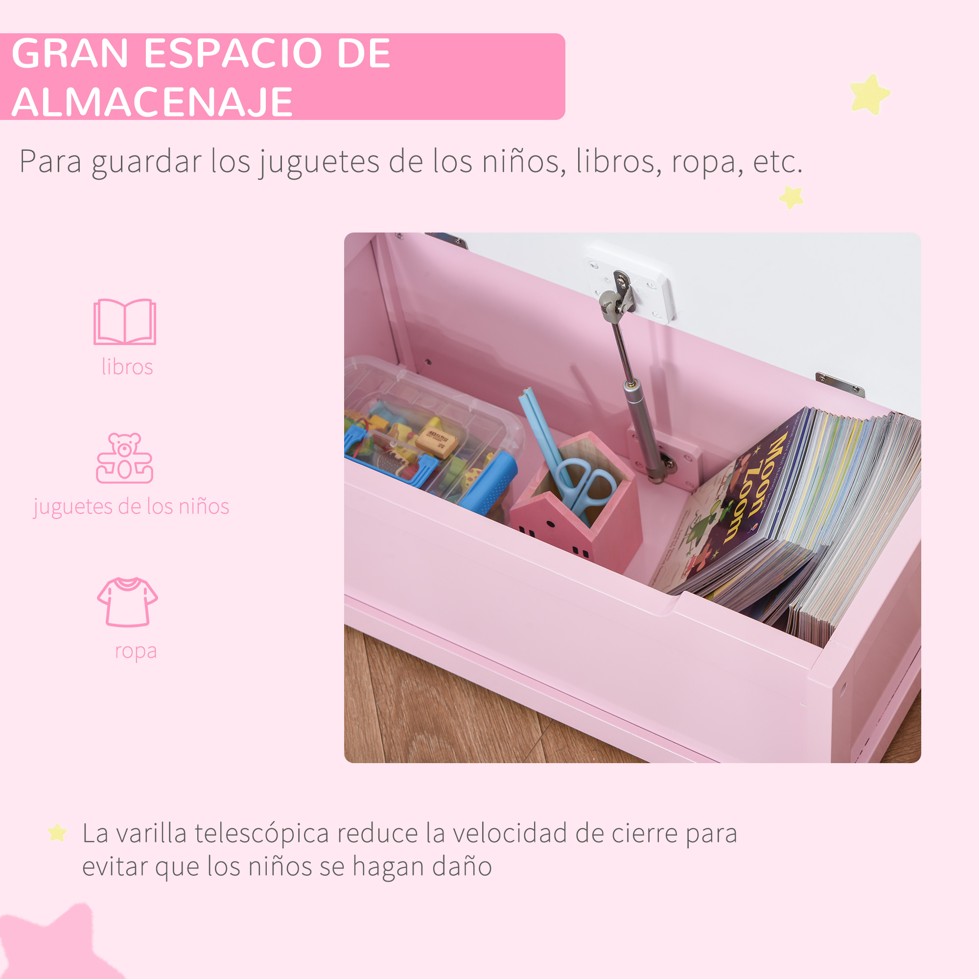 Coffre de Rangement Enfant 2 en 1 avec Dossier