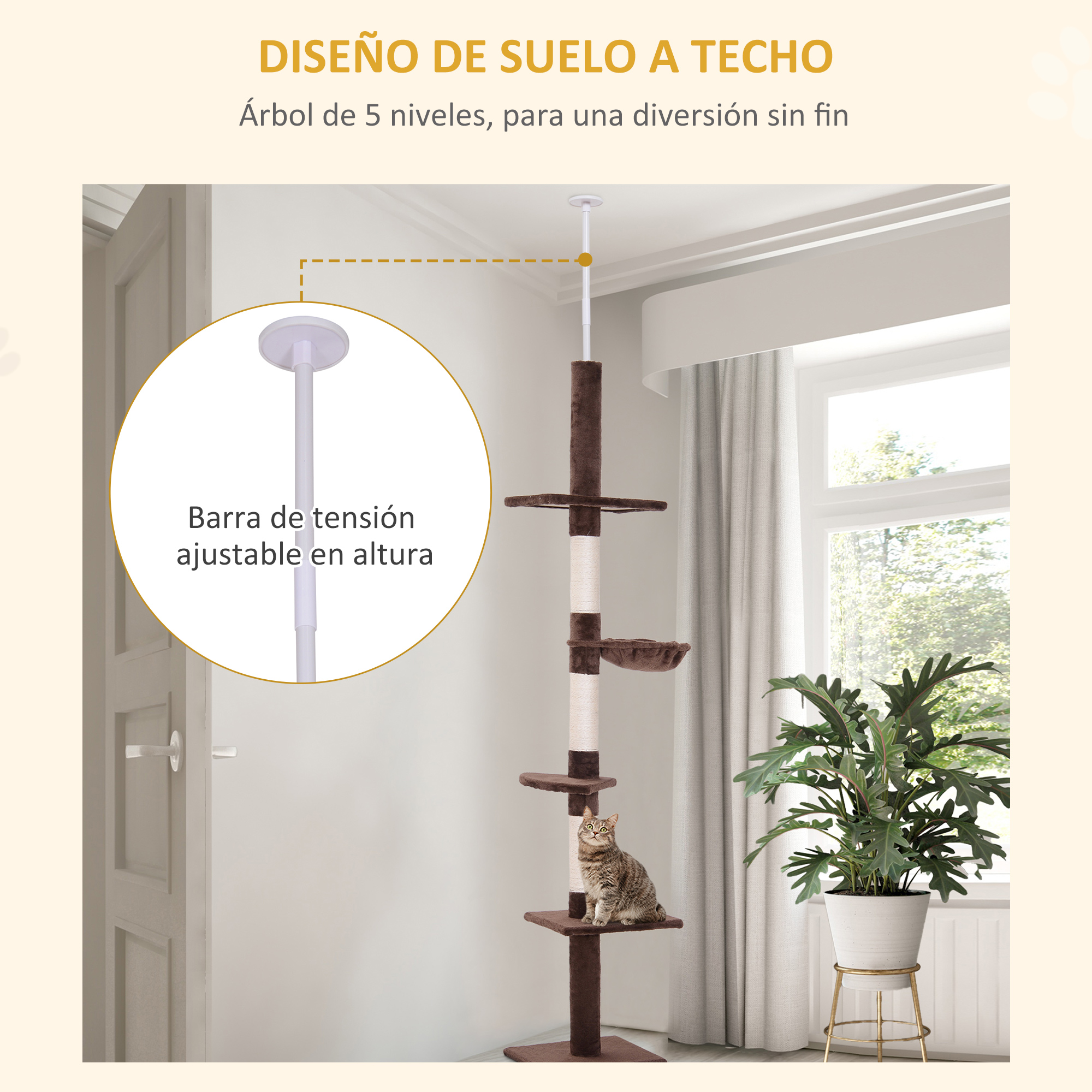 Barre de tension ajustable pour fixation au plafond