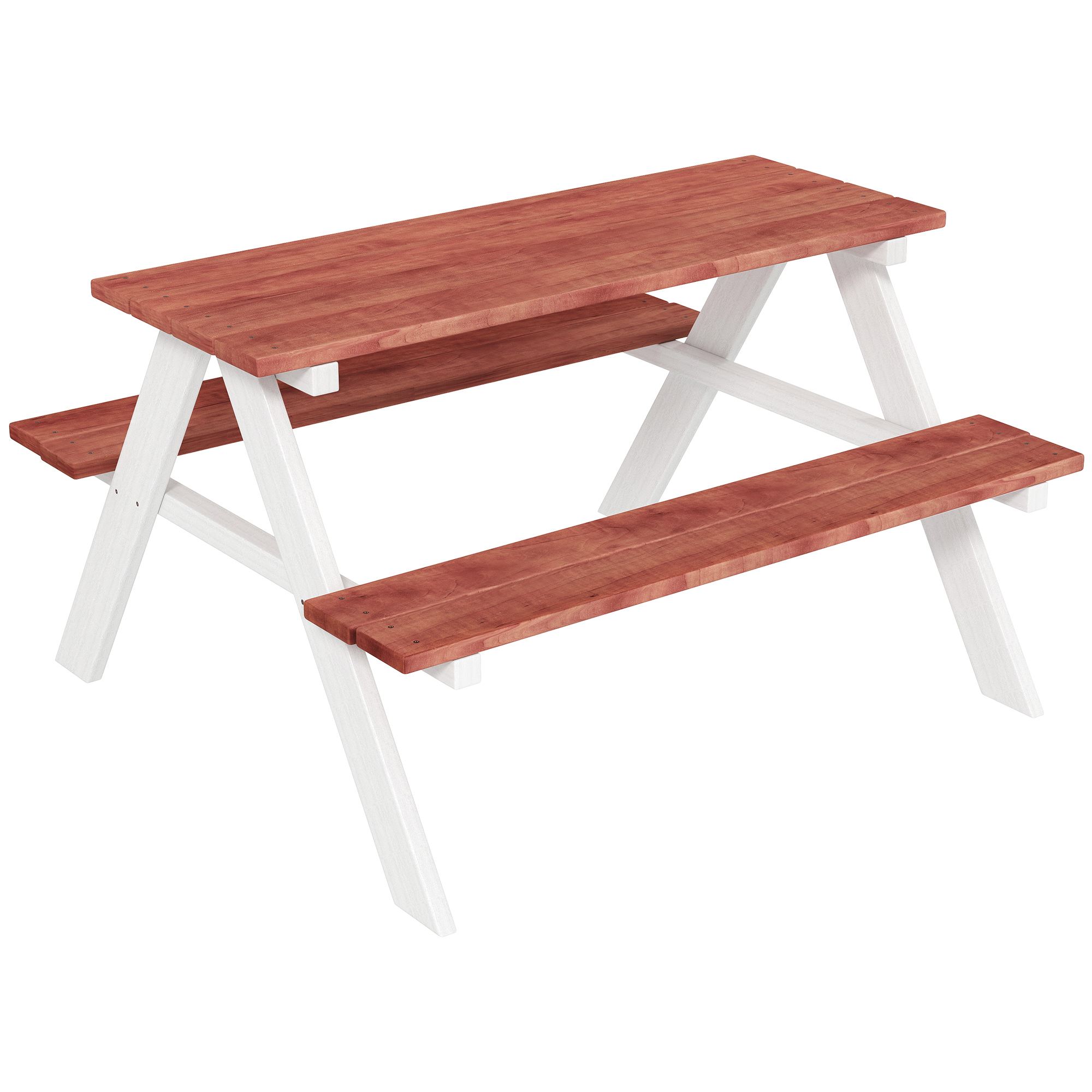 Table de Pique-Nique Enfant en Bois avec 2 Bancs, Dessus 89x33 cm, Cadre en A, F