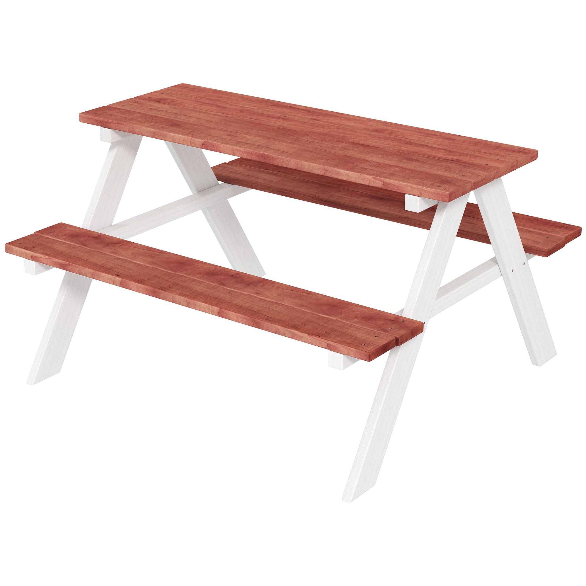 Table de Pique-Nique Enfant en Bois avec 2 Bancs, Dessus 89x33 cm, Cadre en A, F