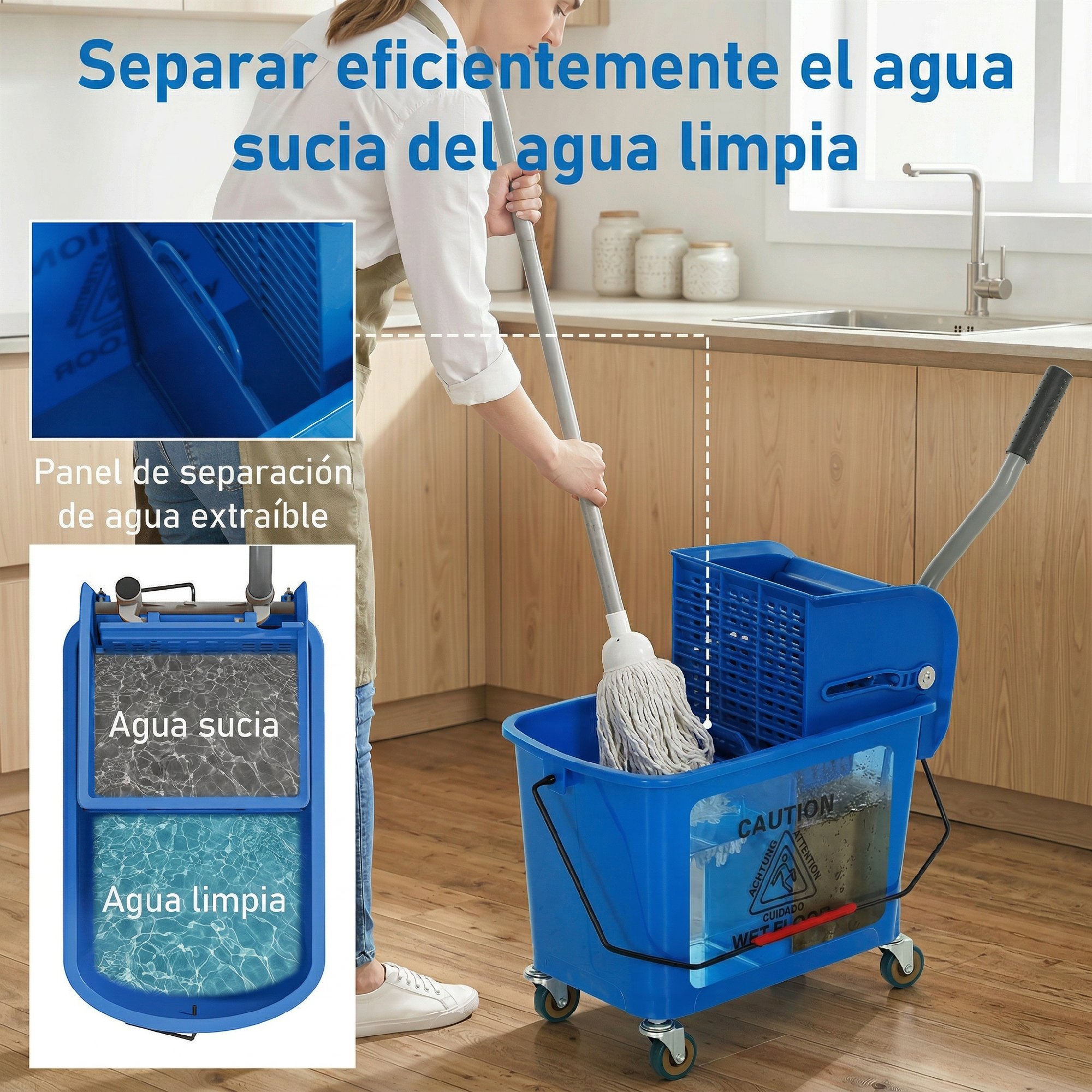 Cloison séparatrice amovible eau‑propre / eau‑sale
