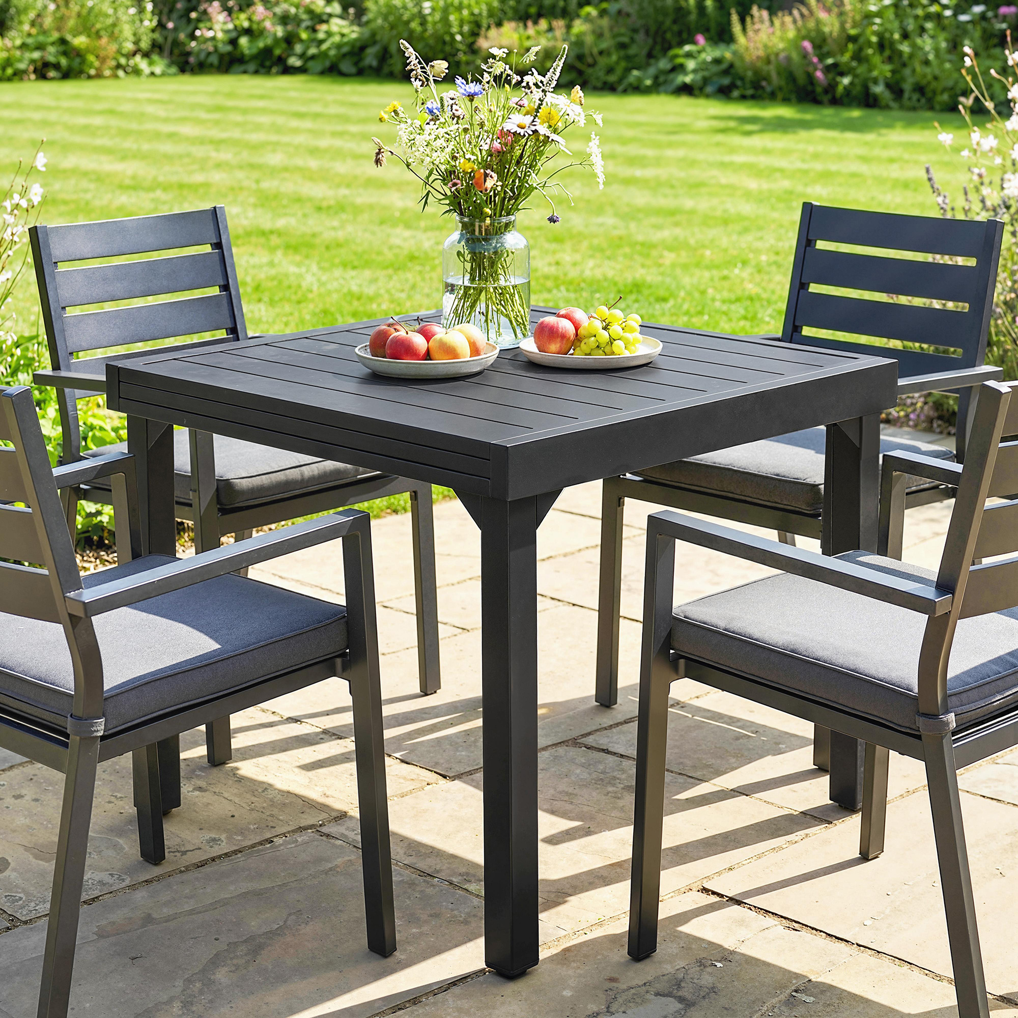 Table de jardin extensible aluminium noir - Vue 5