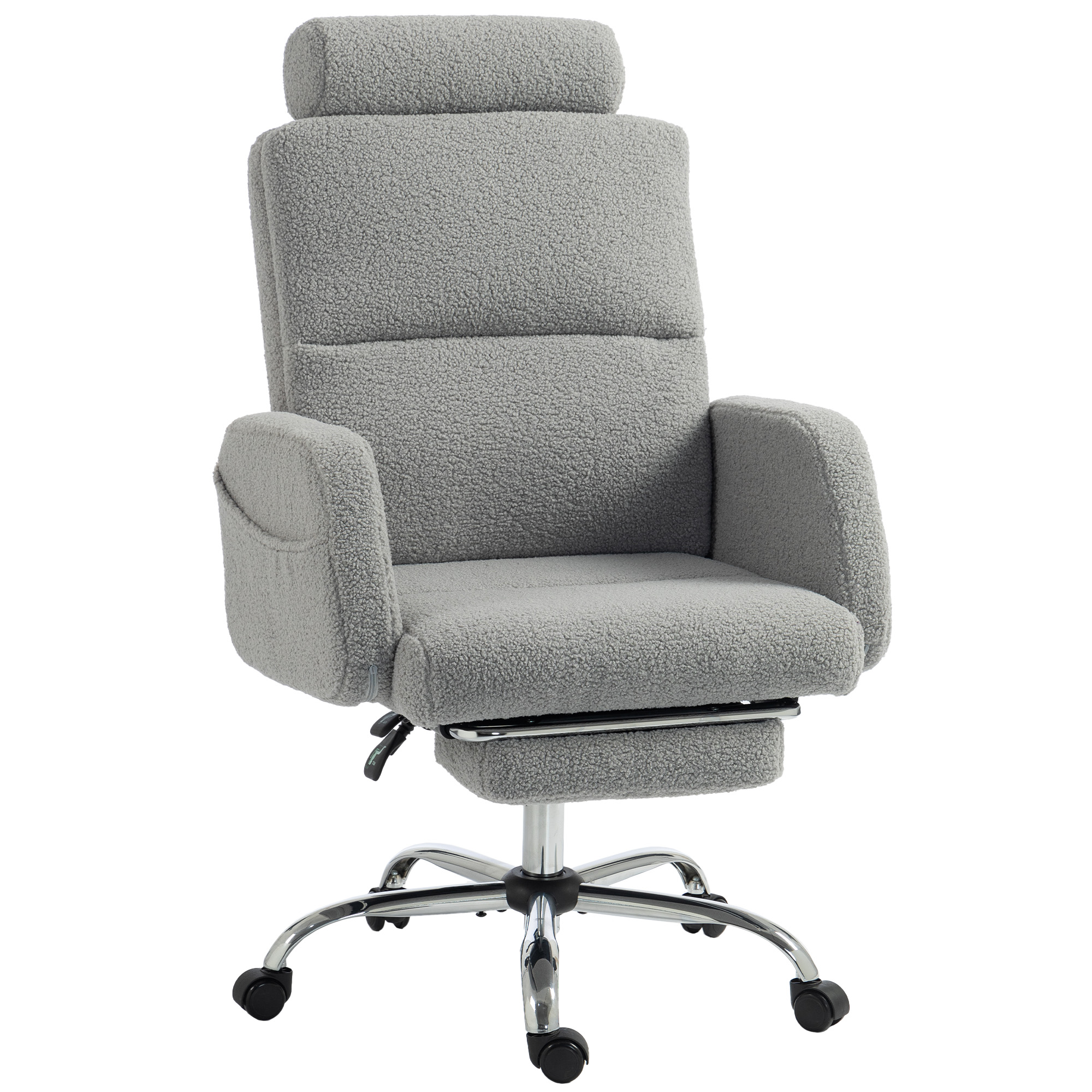Chaise de bureau gris clair avec repose-pieds