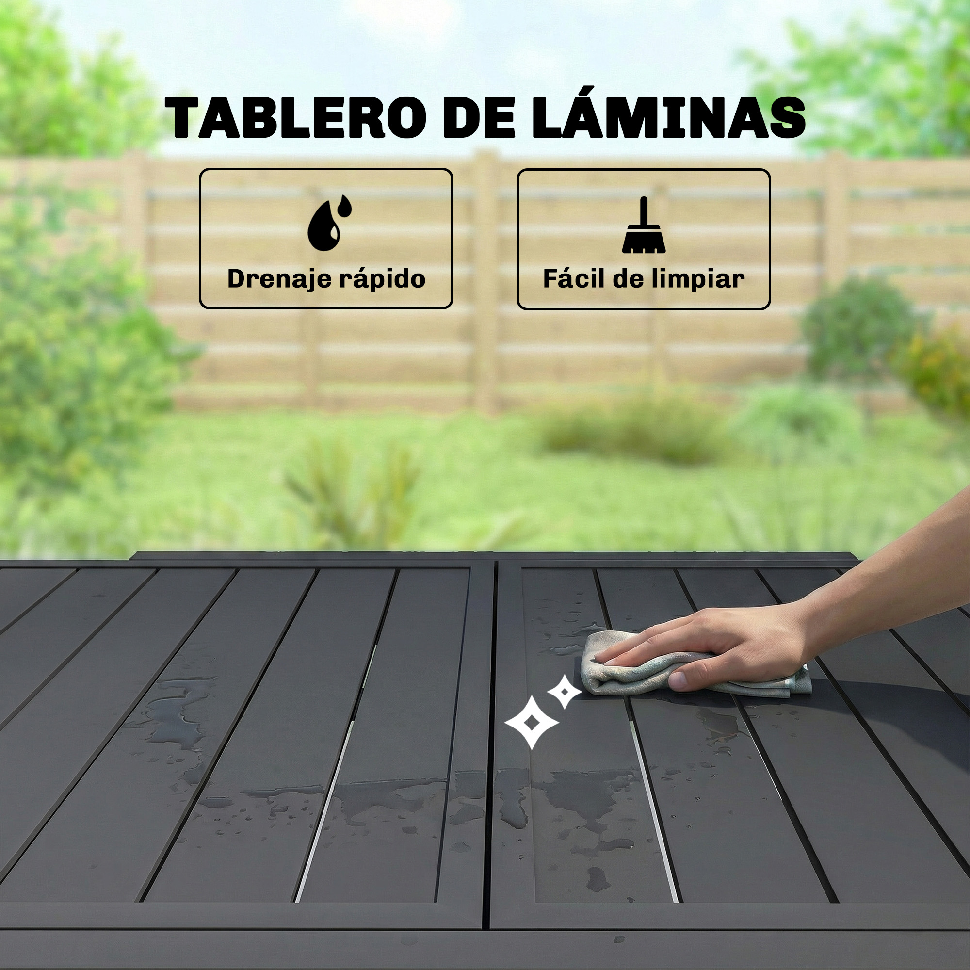 Table de jardin extensible aluminium noir - Vue 2