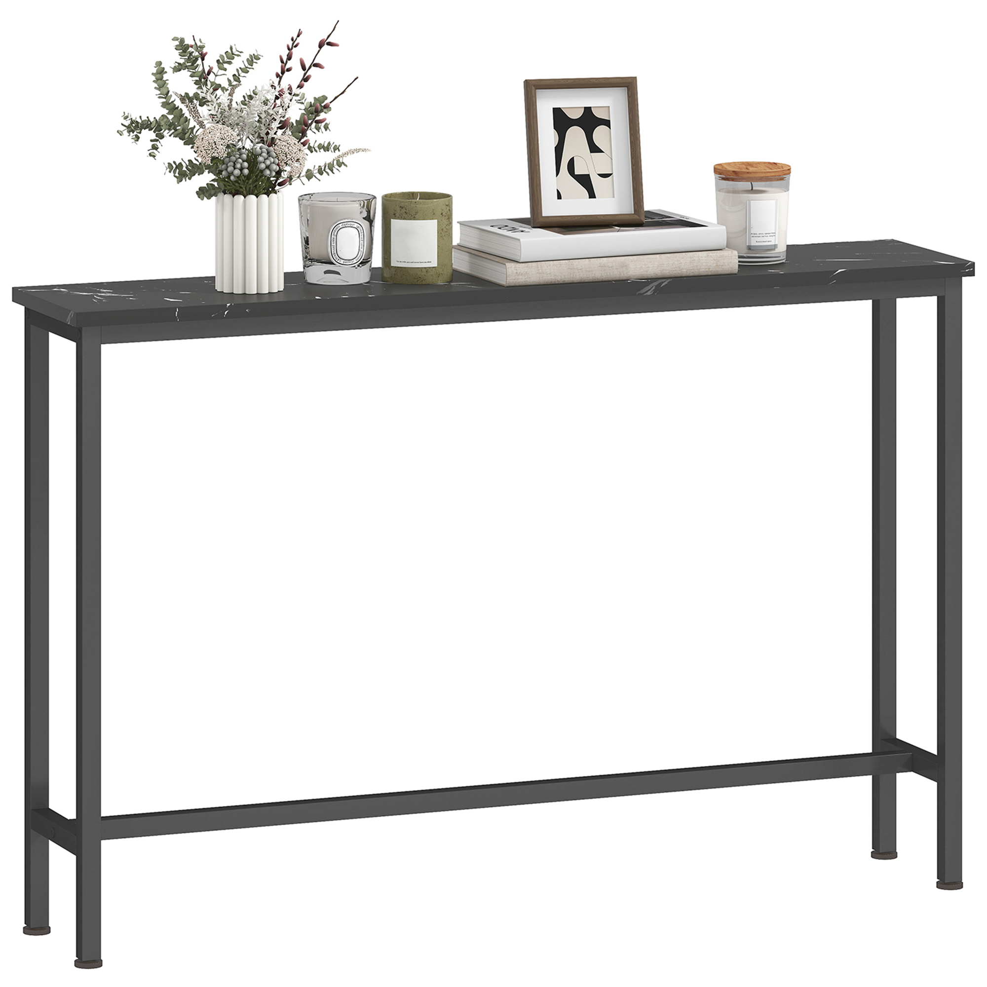 Table console étroite effet marbre