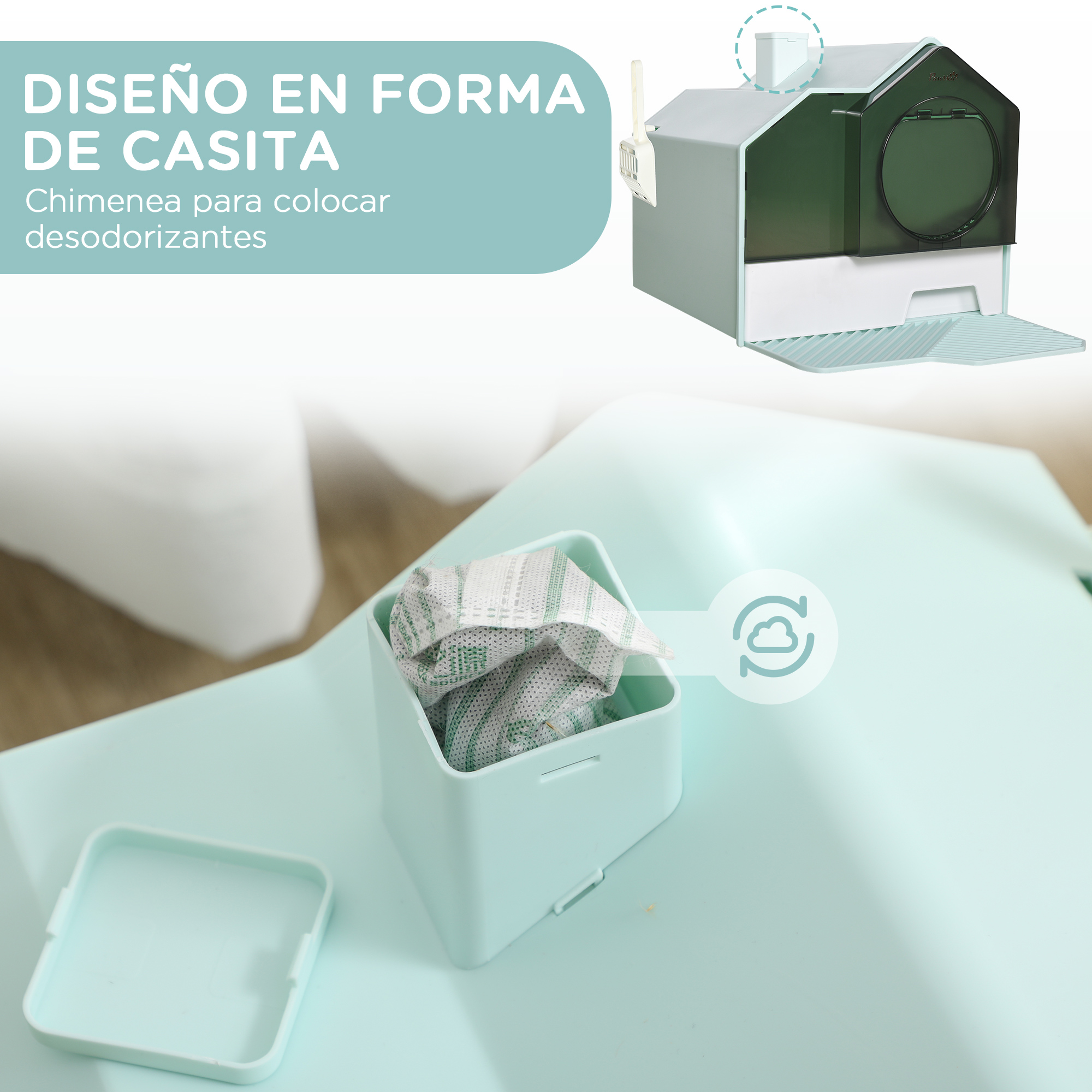 Arenero para gatos cerrado