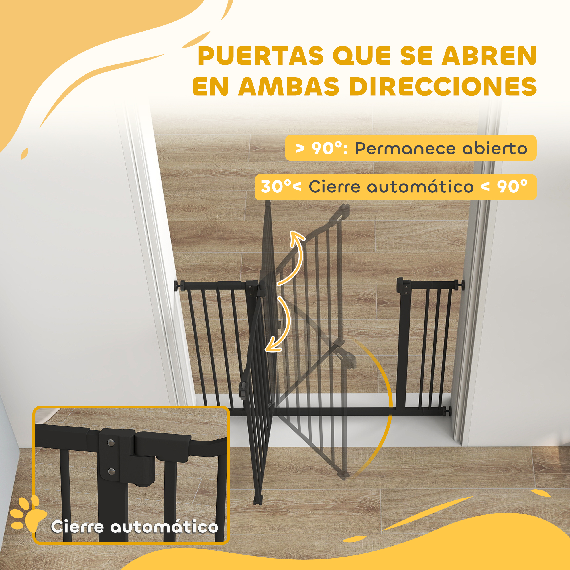 Barrière pour chien installée sur une porte