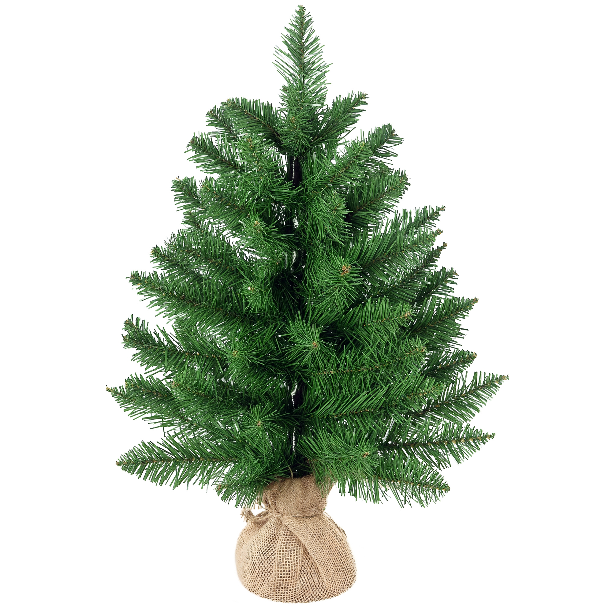Mini sapin de Noël artificiel 60 cm, 70 branches, base en tissu, réaliste pour intérieur, vert