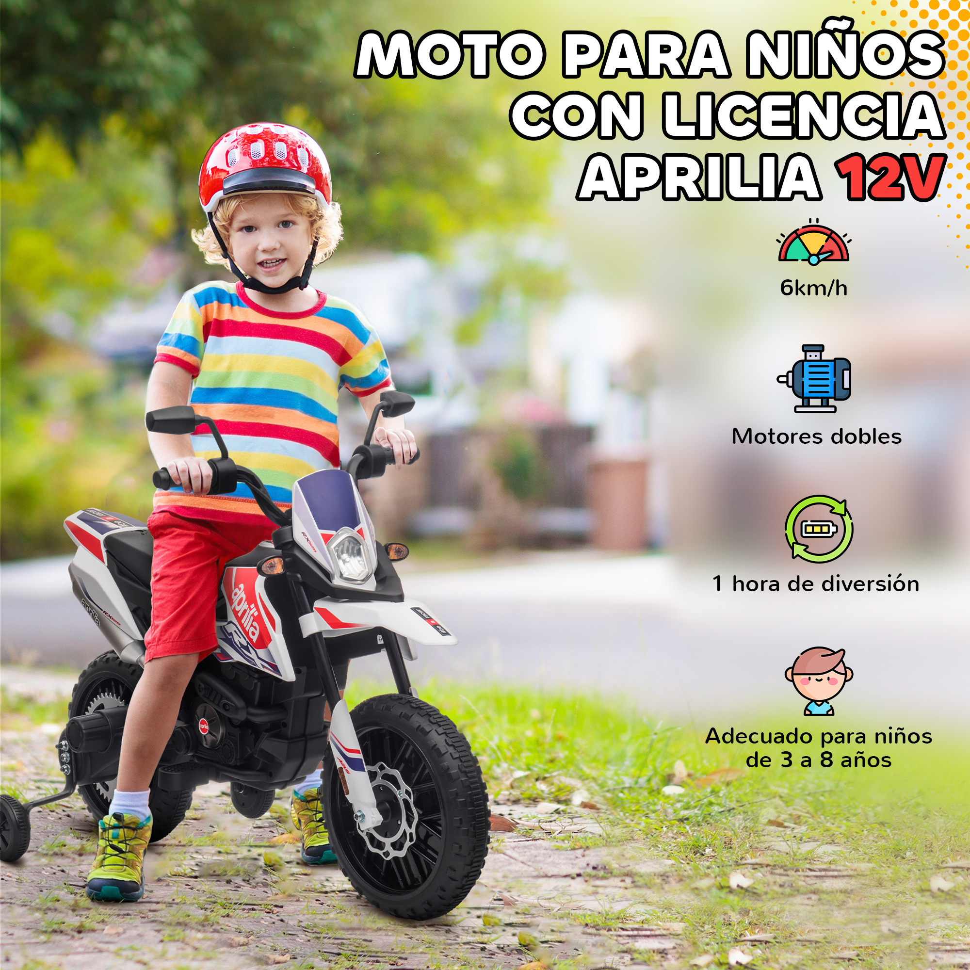 Moto cross Aprilia blanc rouge vue complète