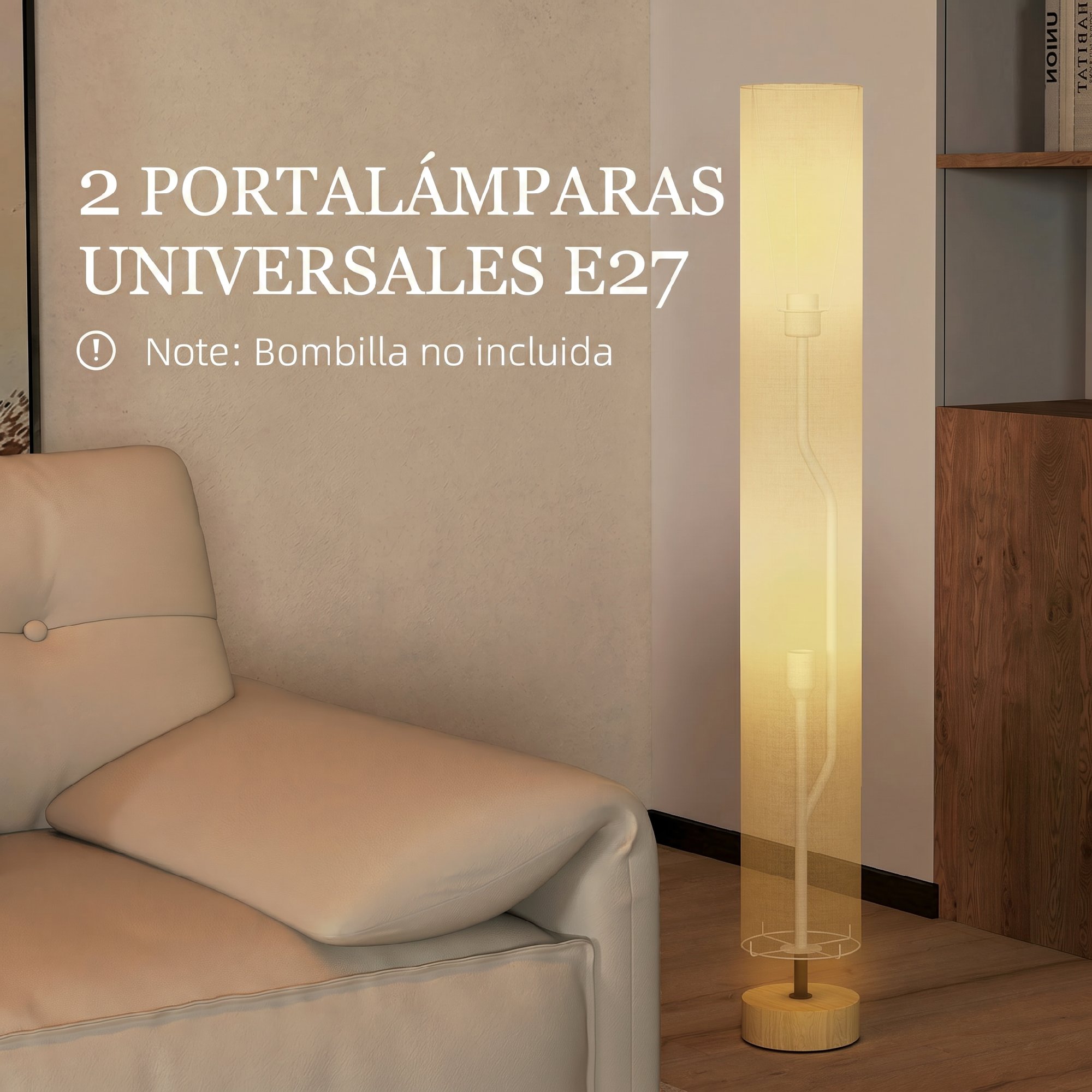 Lampe de pied colonne tissu lin