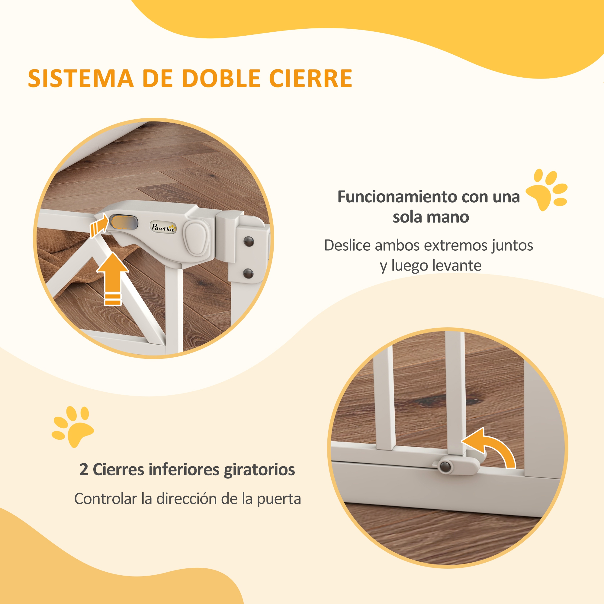 Barrière pour chien installée en haut d'un escalier