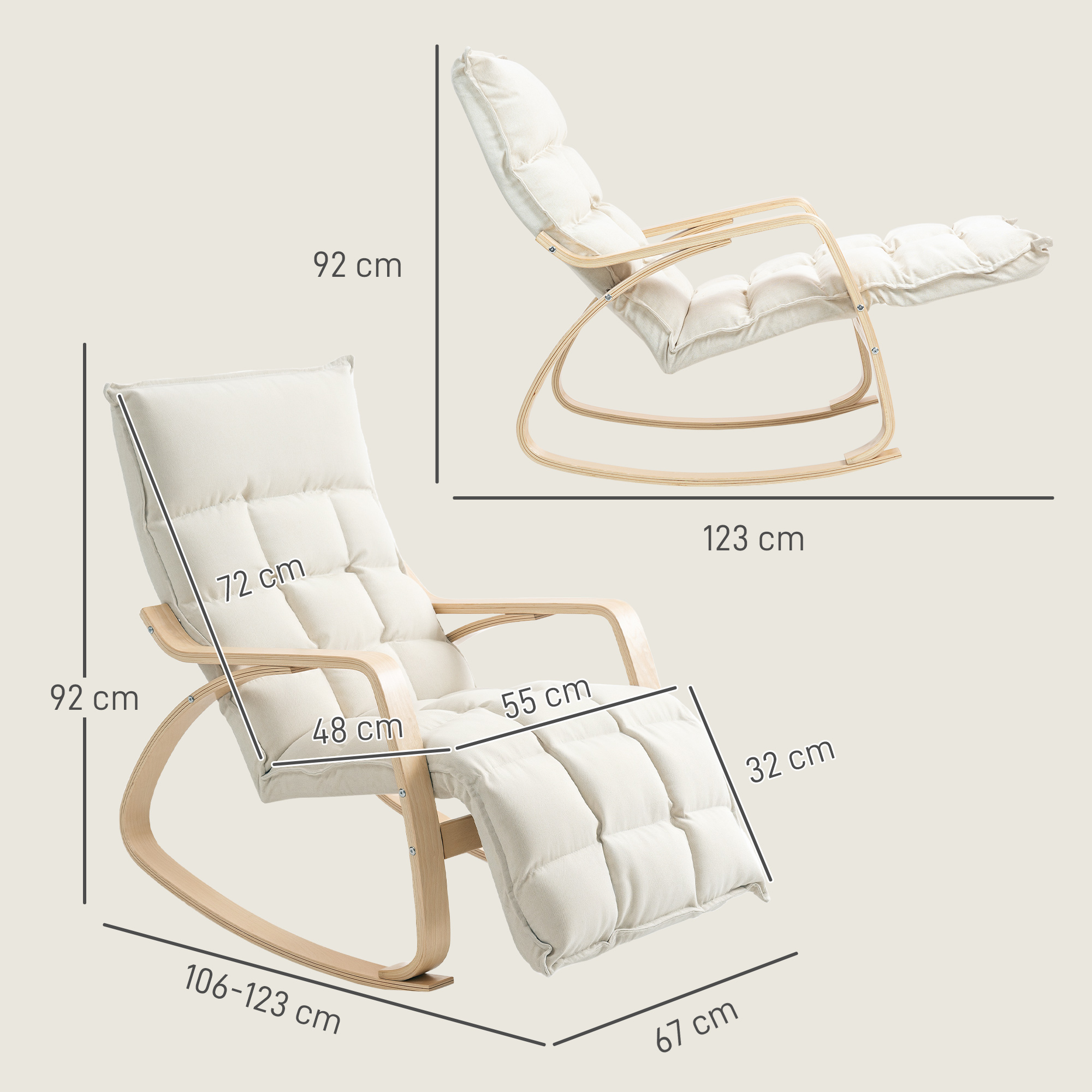 Schema dimensioni poltrona a dondolo