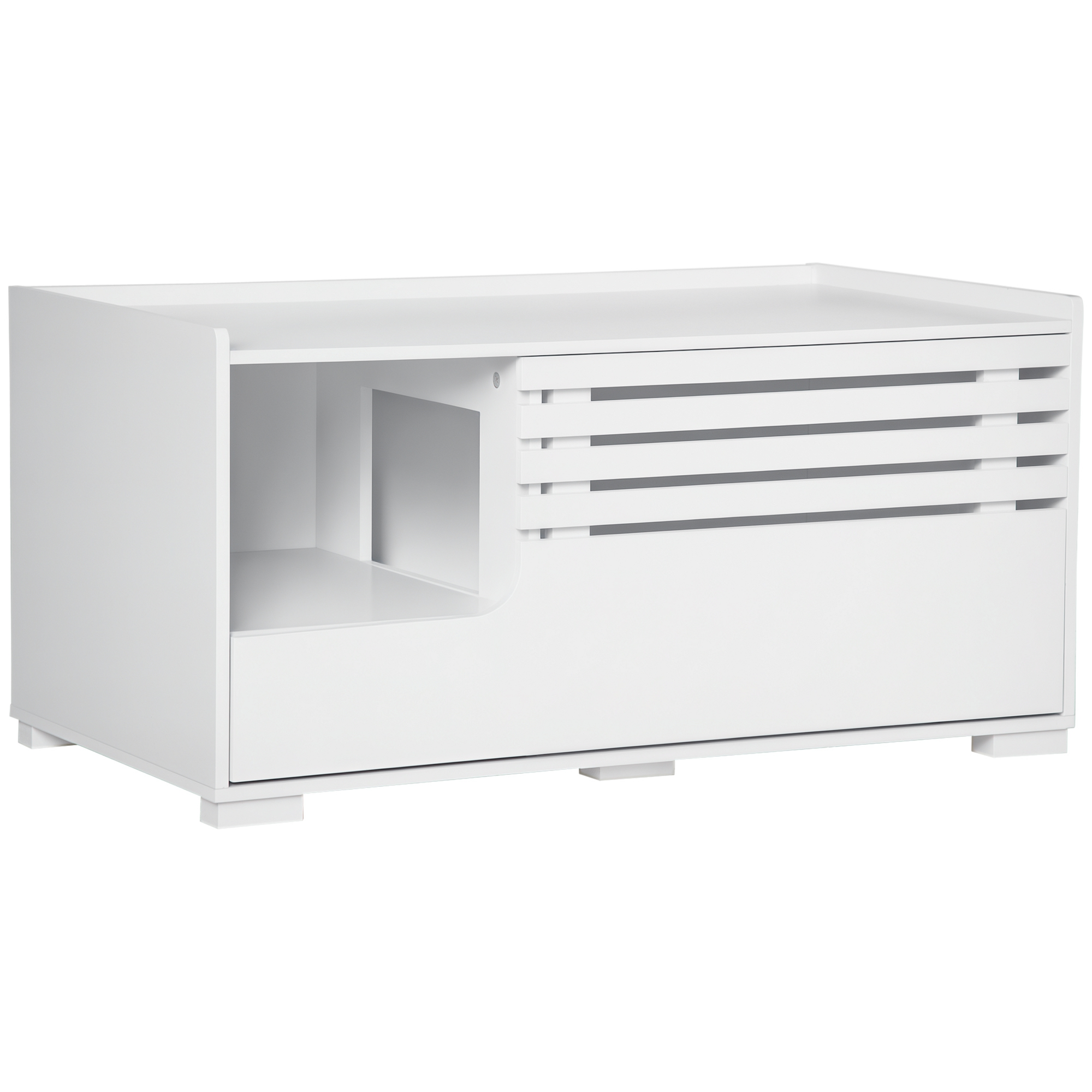 Armoire pour chat avec 2 étagères, design 2-en-1, porte magnétique, blanc