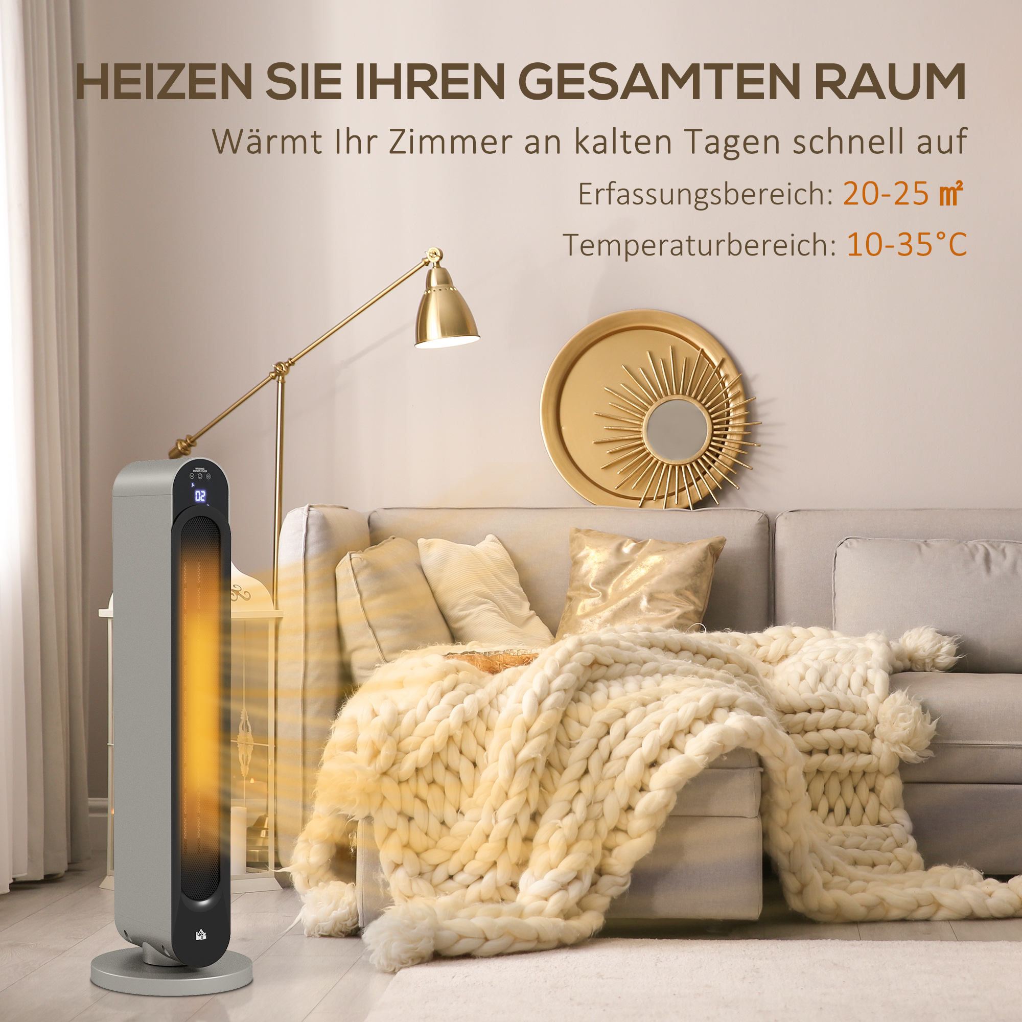Radiateur tour céramique PTC gris 2200W