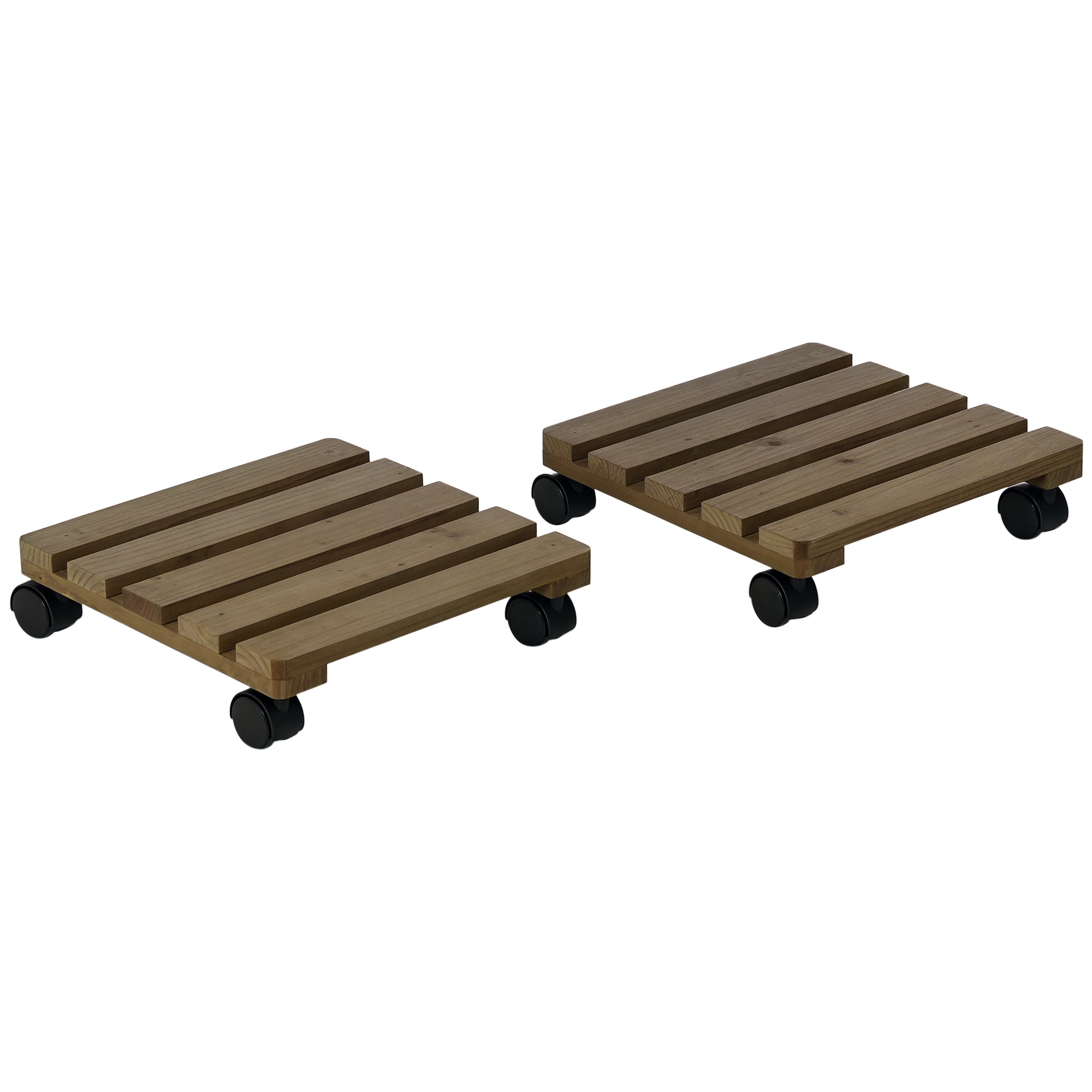 Mensola portavasi mobile in legno con ruote