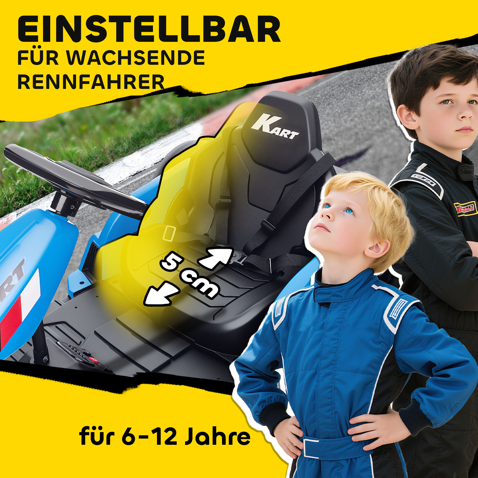 Siège réglable 5cm adapté 6-12 ans