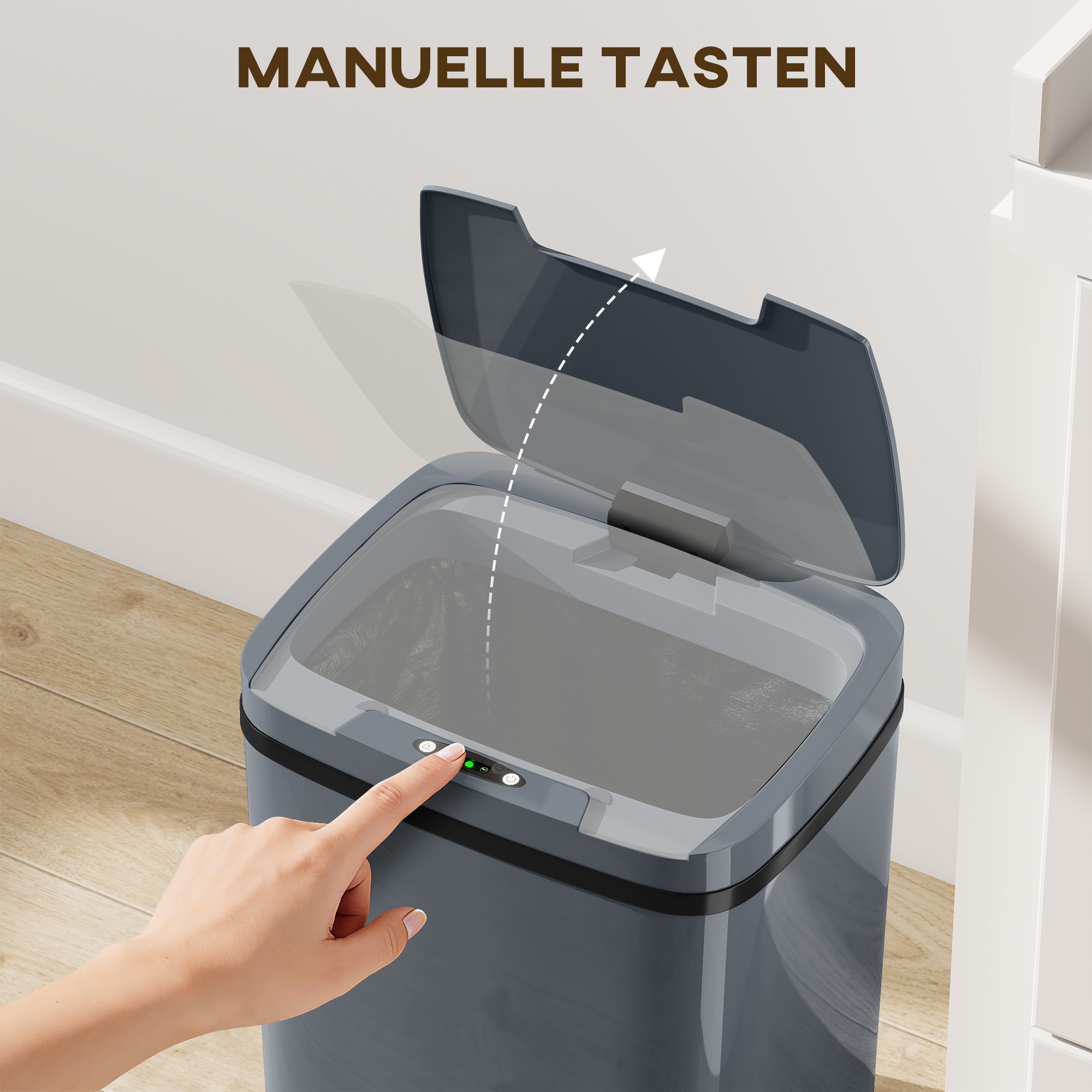Double fonction : capteur sans‑contact et mode maintien manuel
