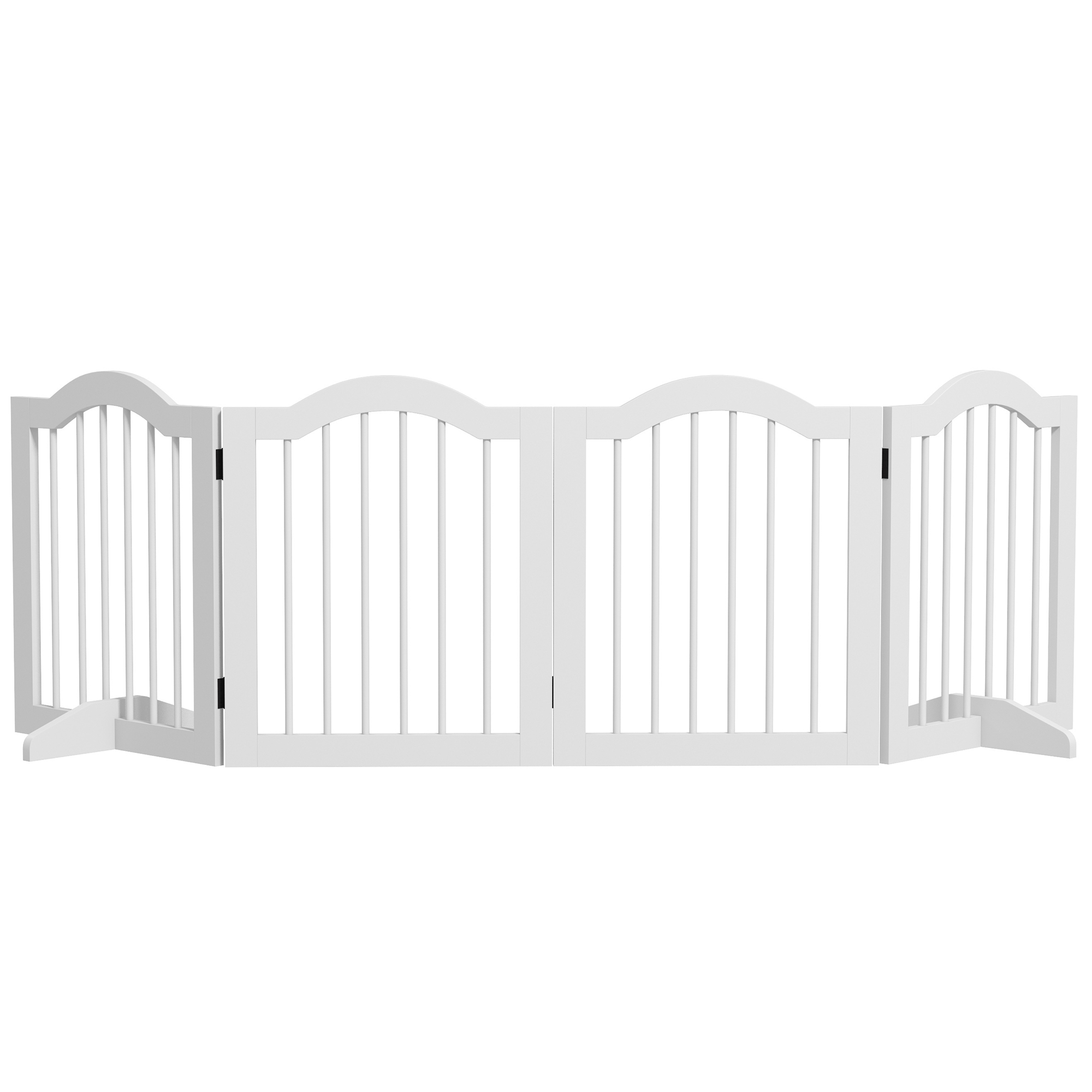 Barrière pour chien pliable 4 panneaux. pour escaliers. couloirs et portes. MDF et bois massif. blanc