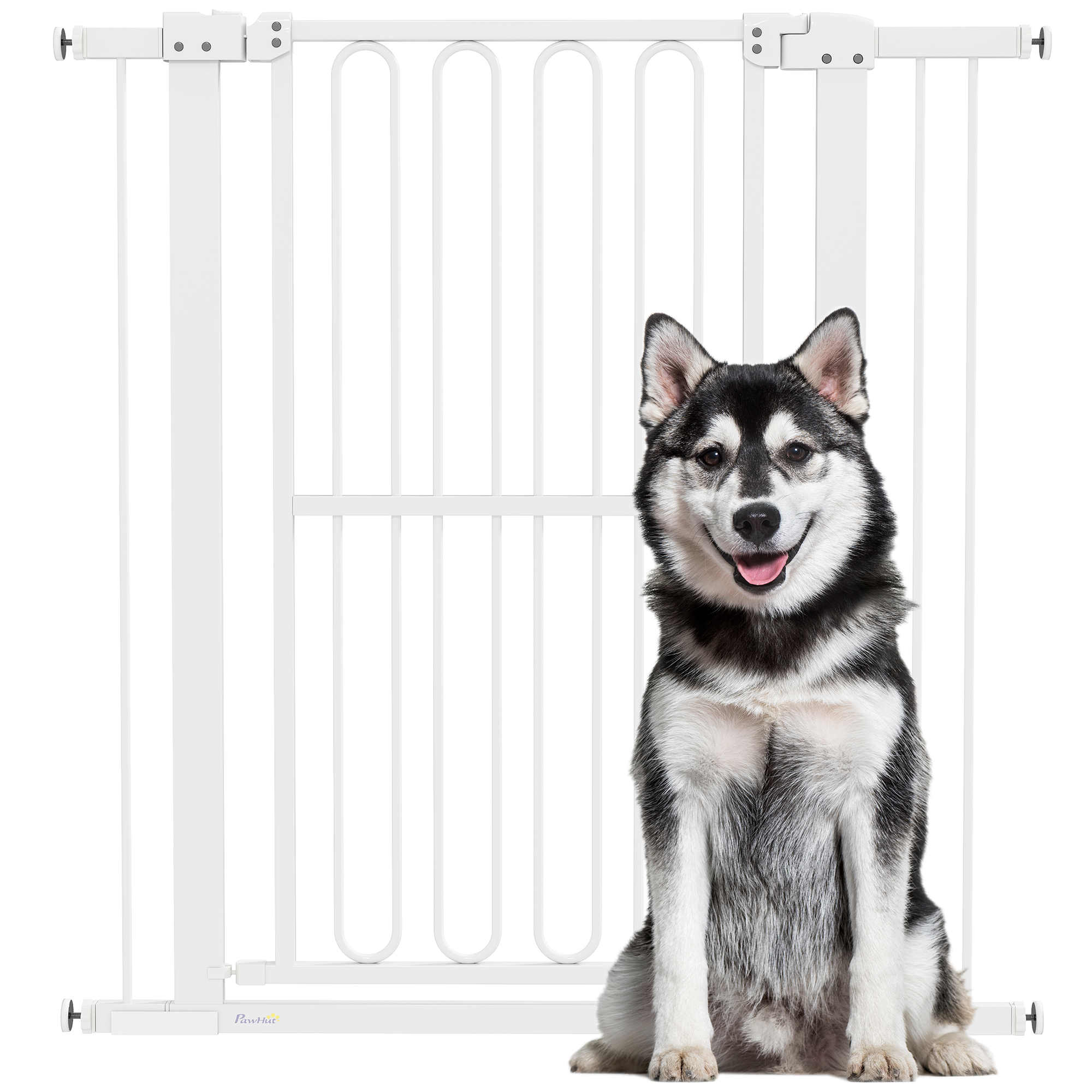 Barrière de sécurité pour chien 76-104 cm. sans perçage. barrière d'escalier. 104 cm de haut. blanc